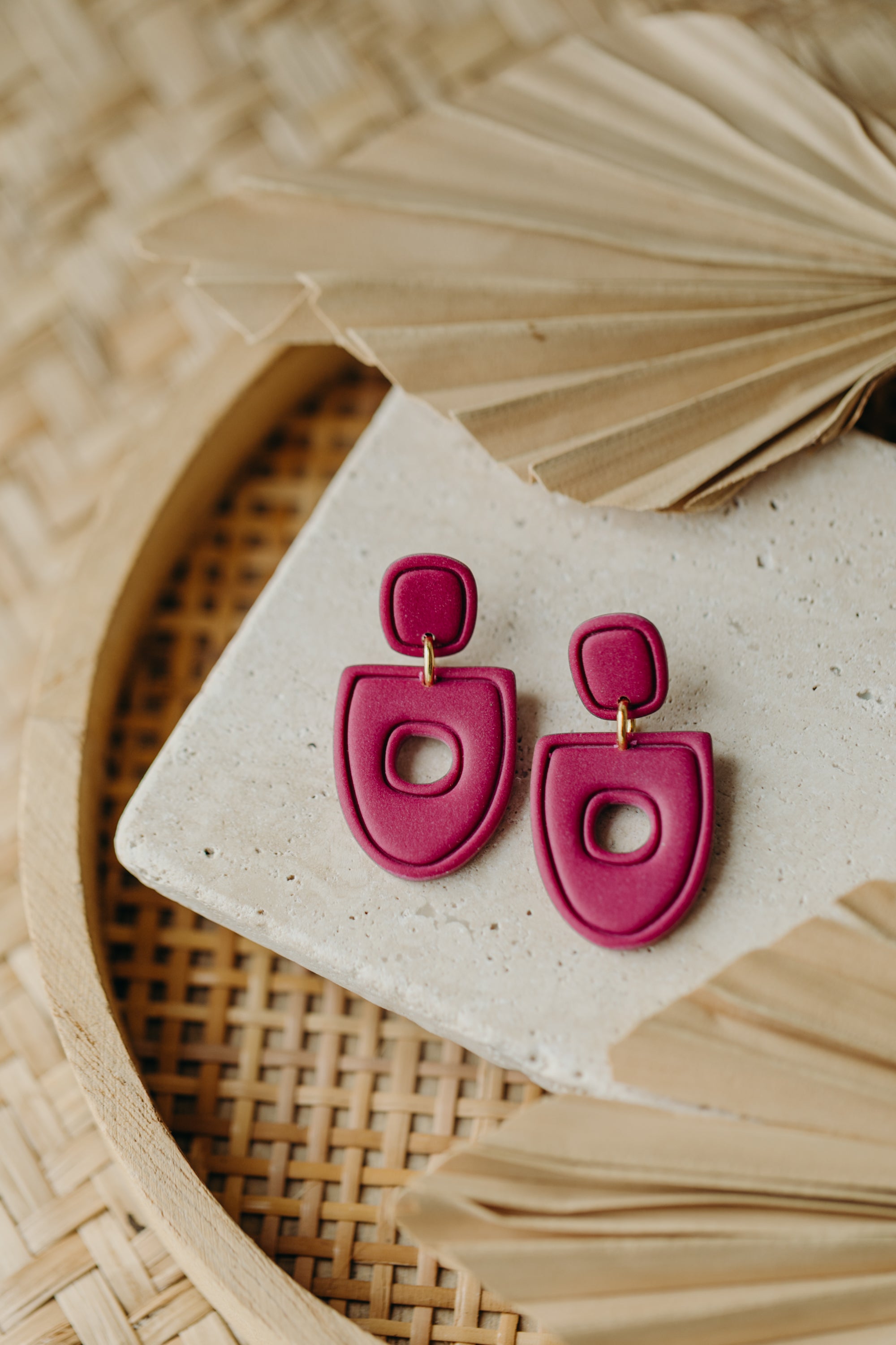 TILDA - Polymer Ton Ohrringe in Himbeere