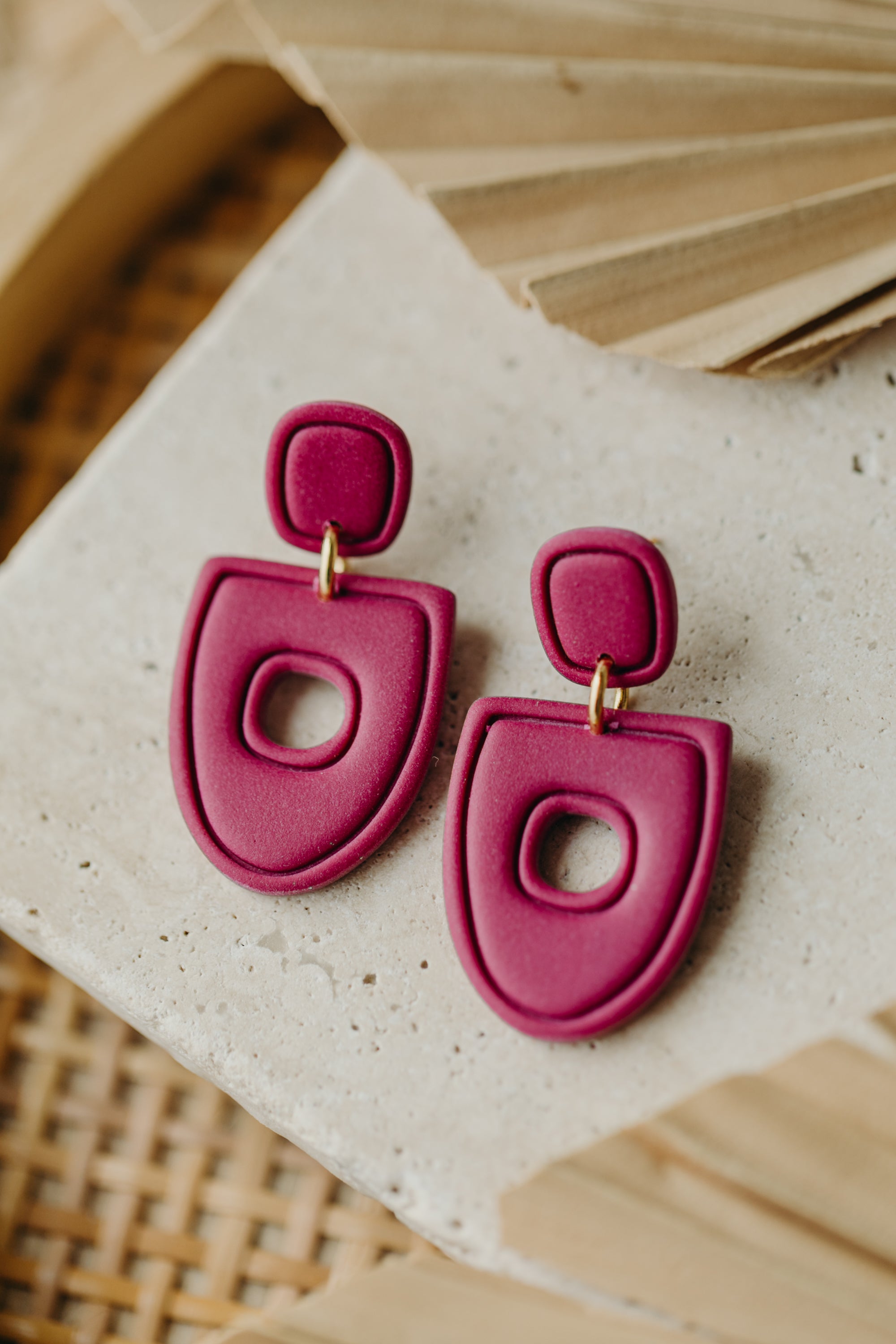 TILDA - Polymer Ton Ohrringe in Himbeere