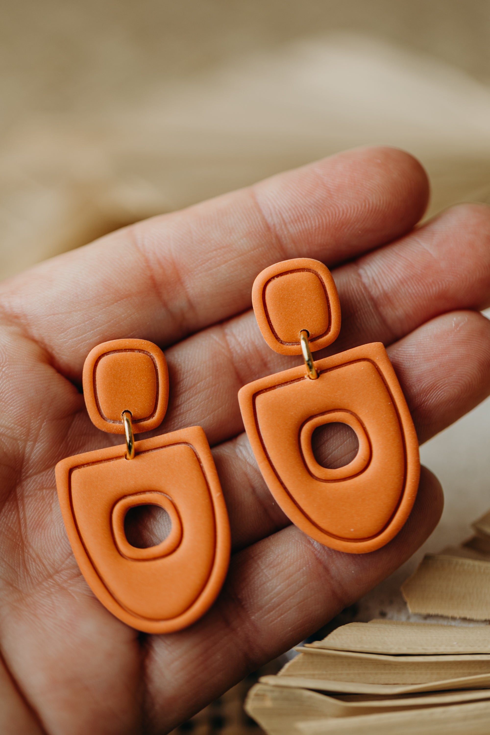 Polymer Clay Earring in Eucalyptus Green