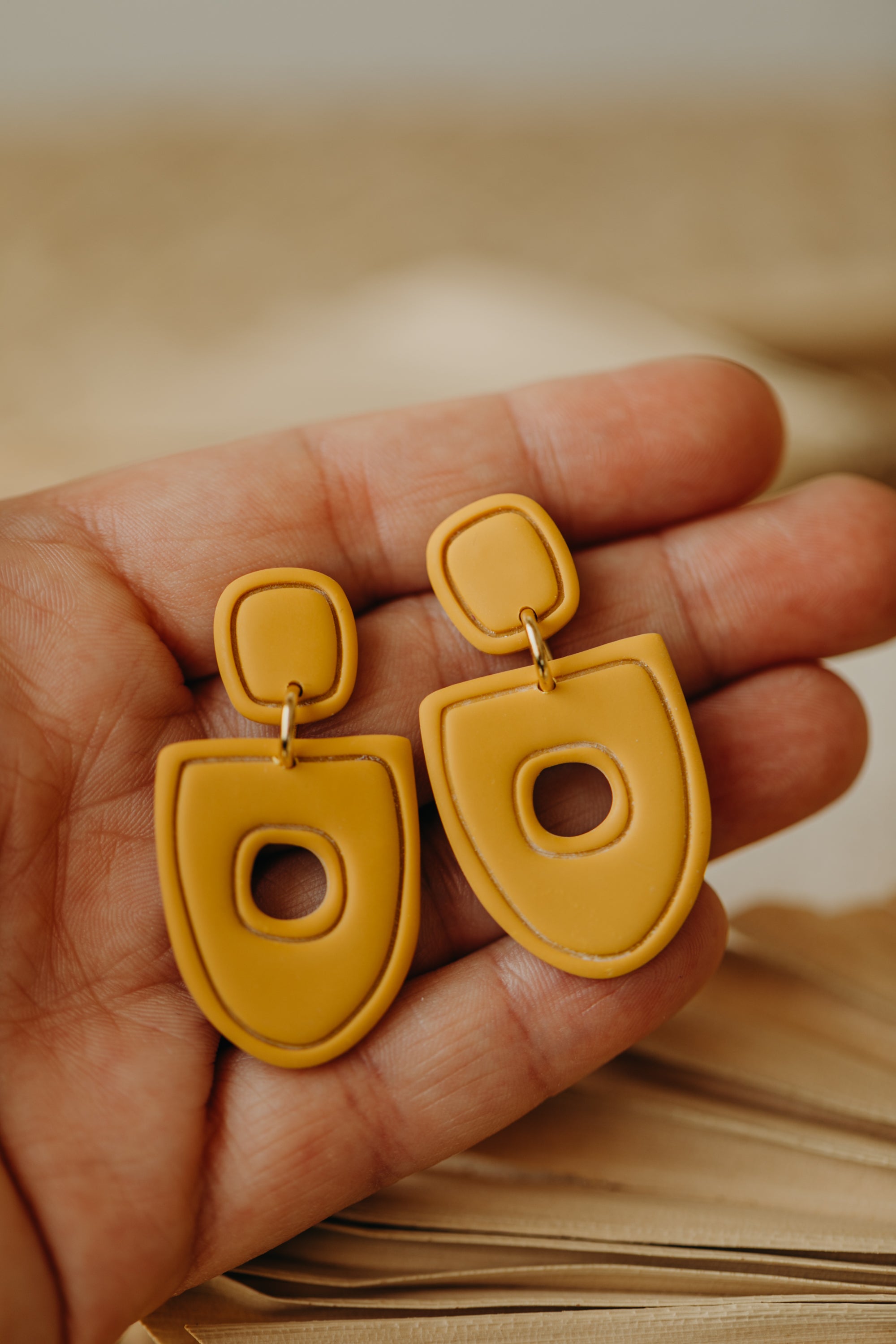 Polymer Clay Earring in Eucalyptus Green