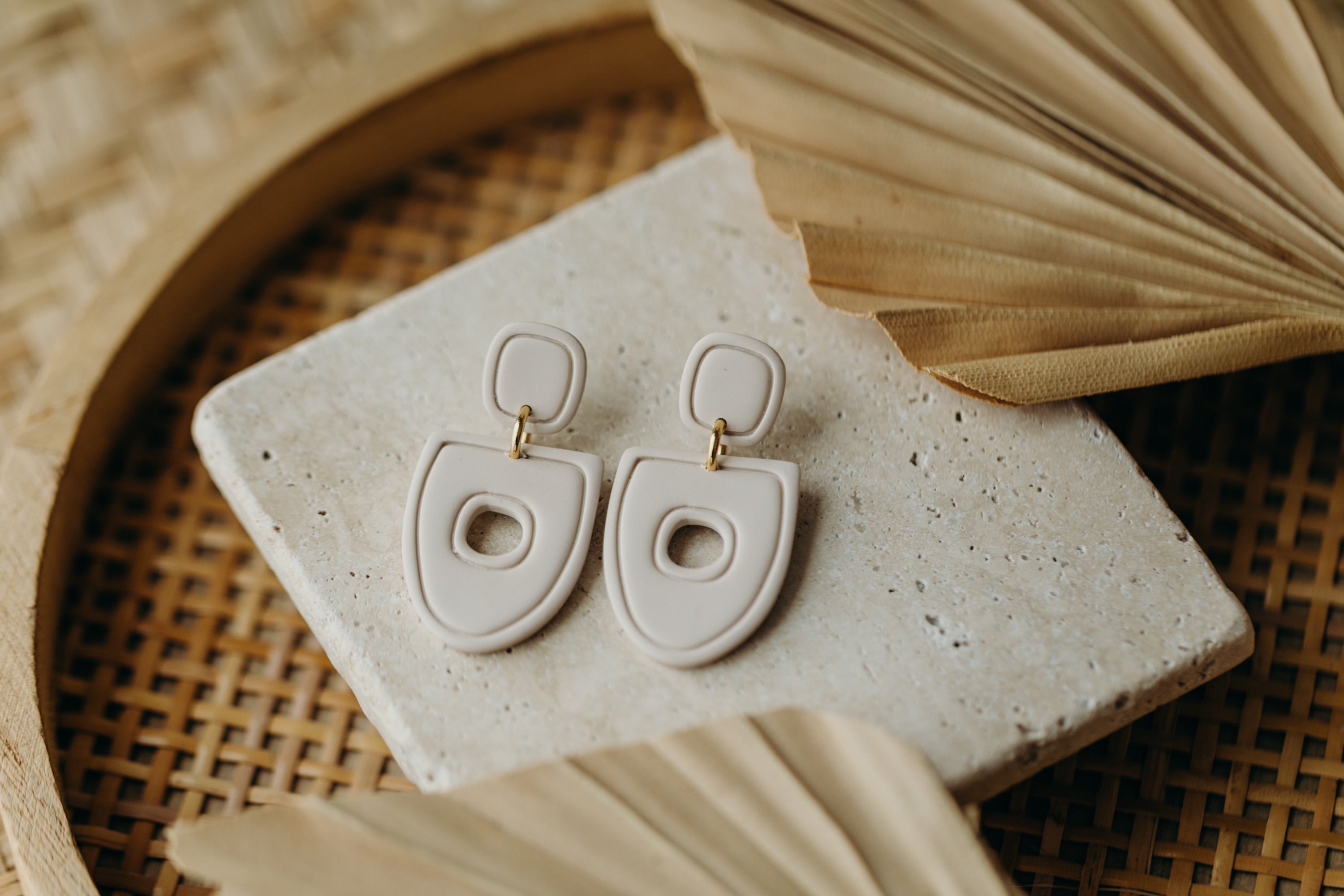 Polymer Clay Earring in Eucalyptus Green