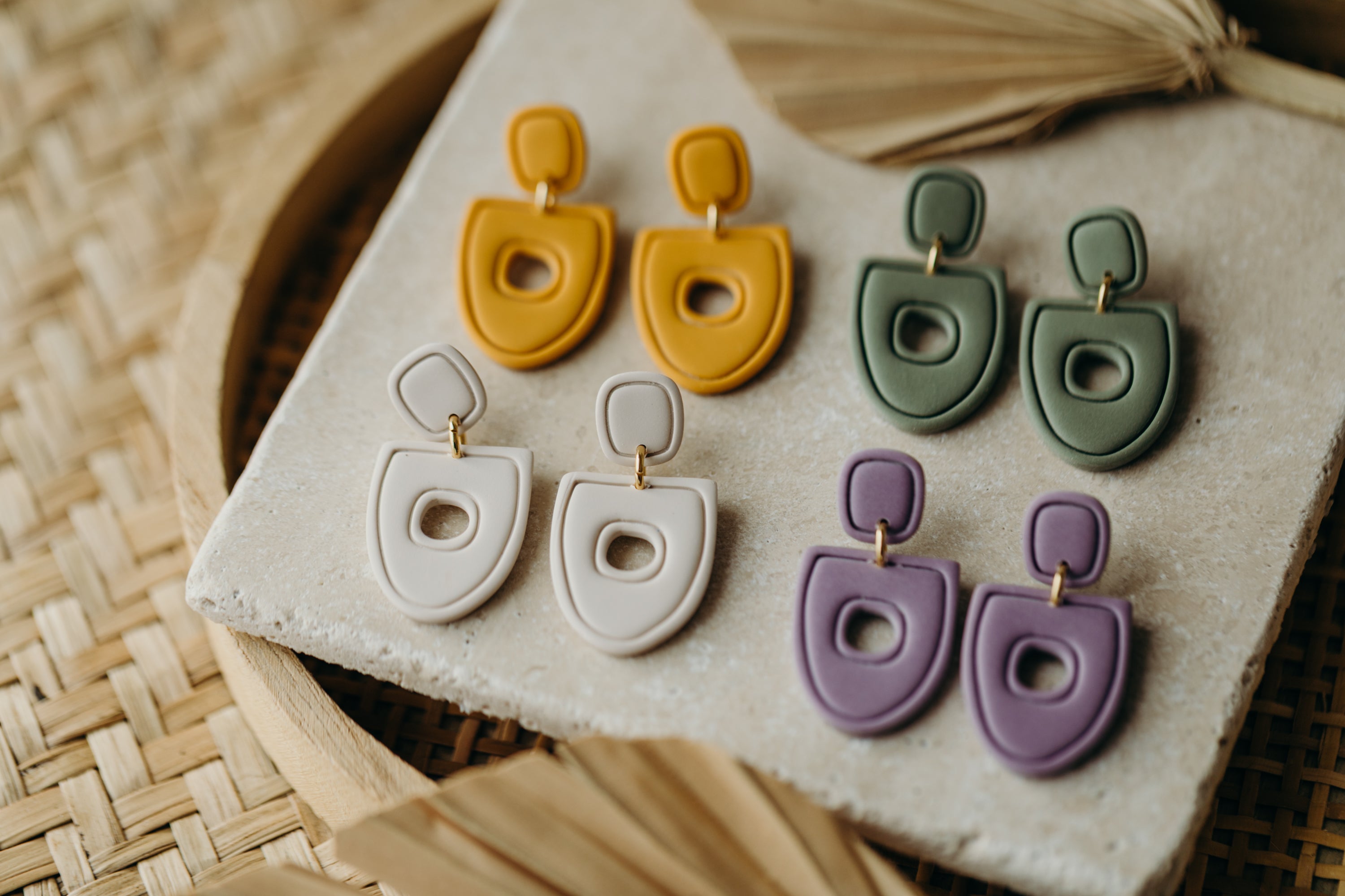 Polymer Clay Earring in Eucalyptus Green