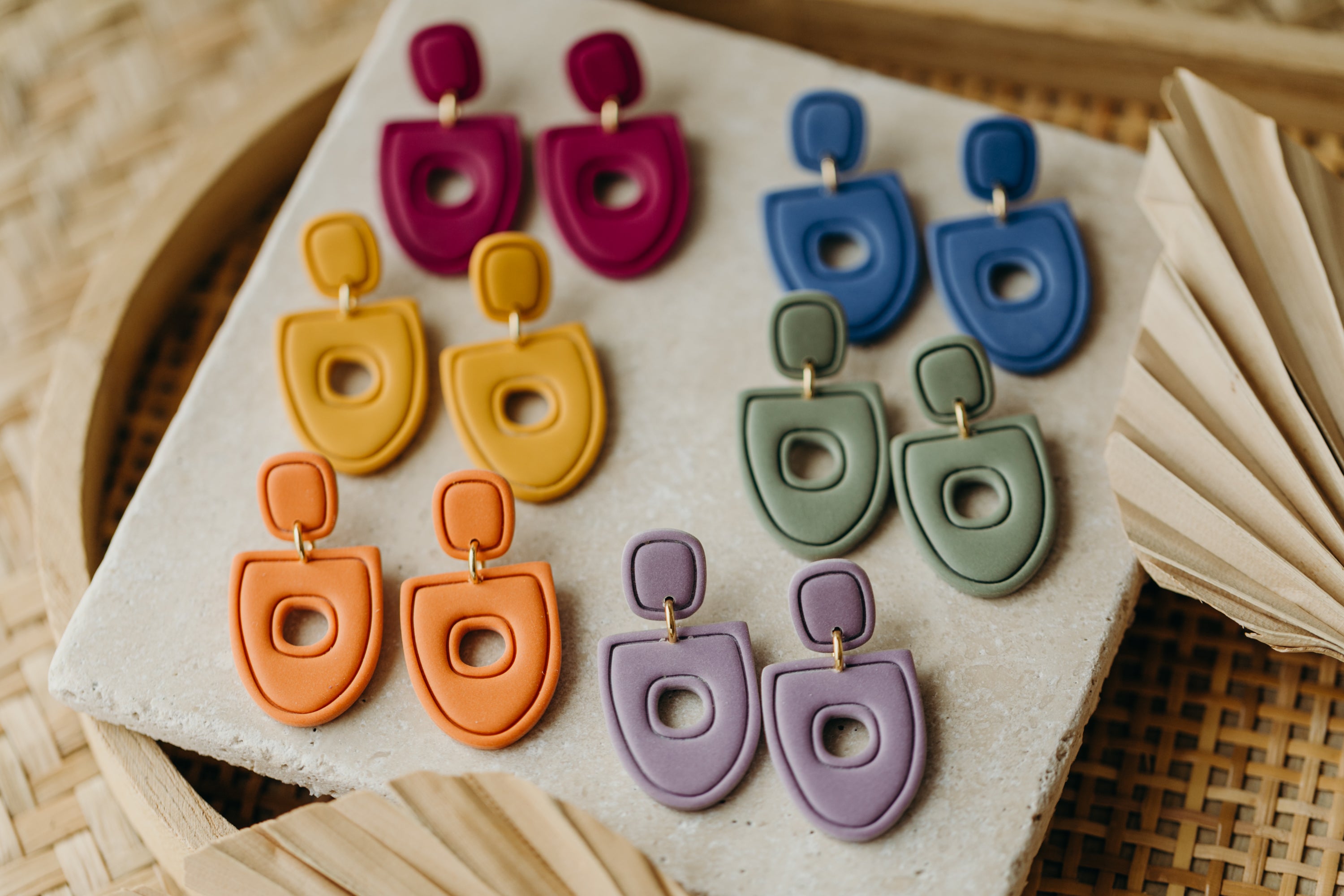 Polymer Clay Earring in Eucalyptus Green