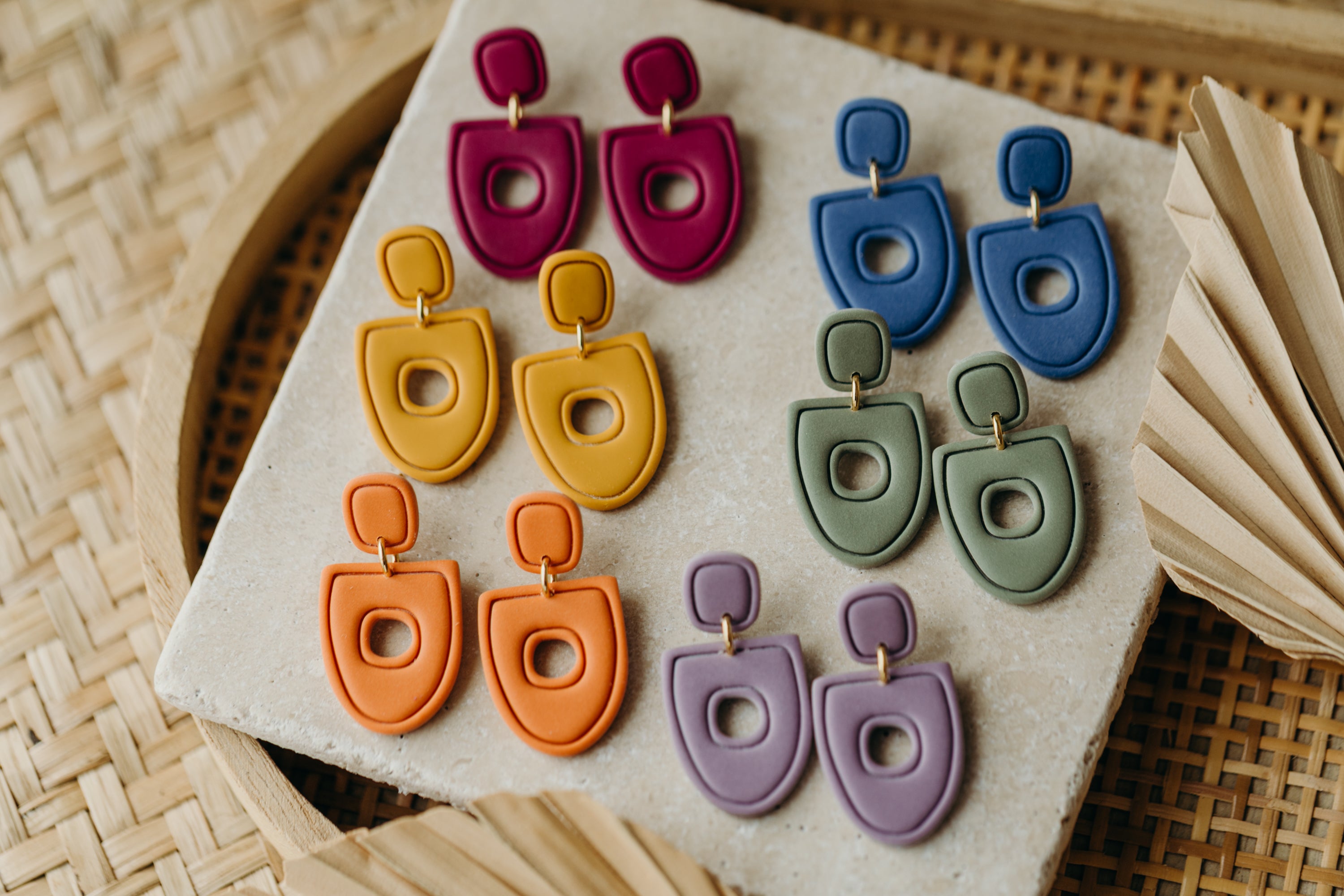 Polymer Clay Earring in Eucalyptus Green