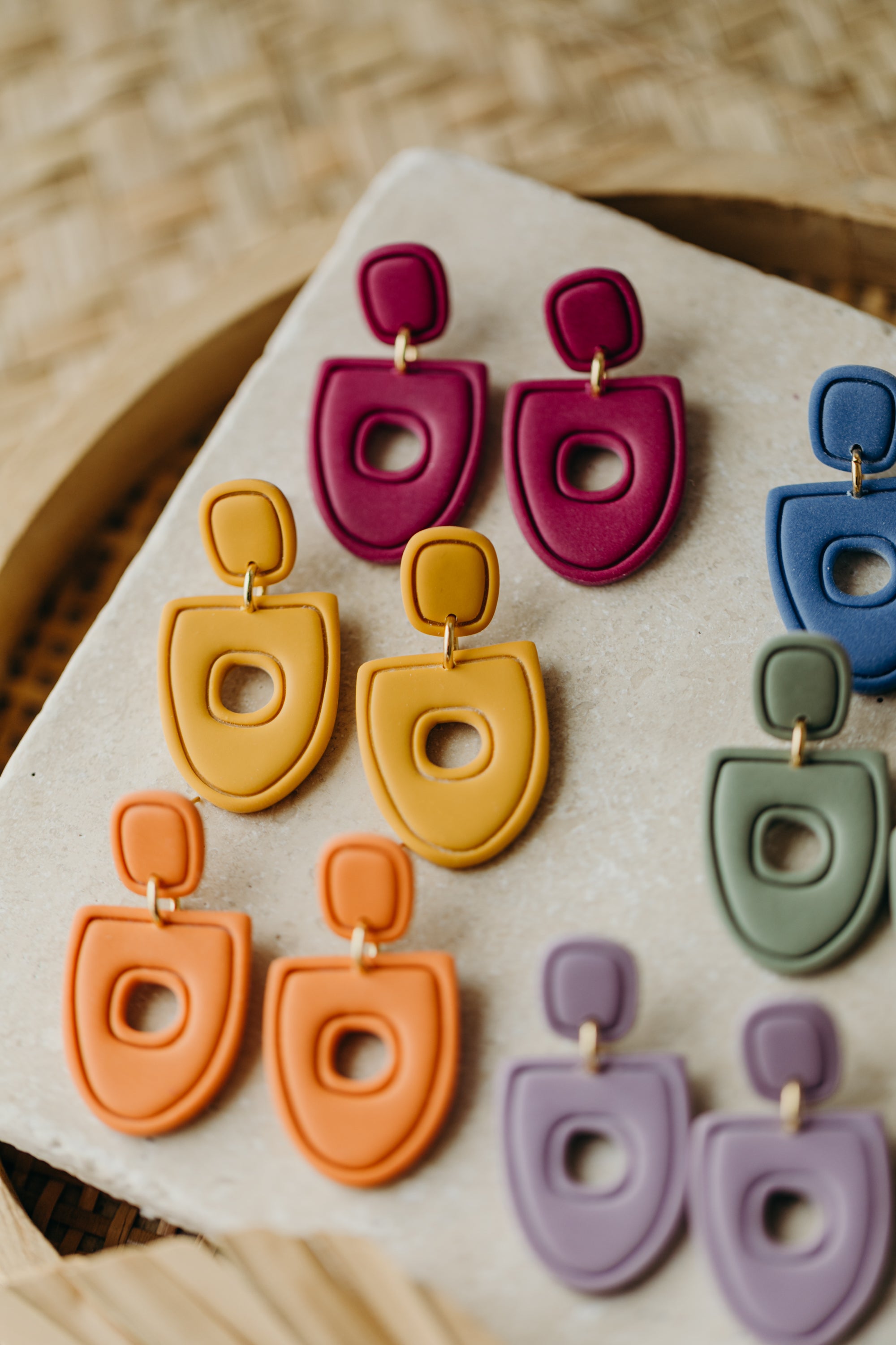 Polymer Clay Earring in Eucalyptus Green