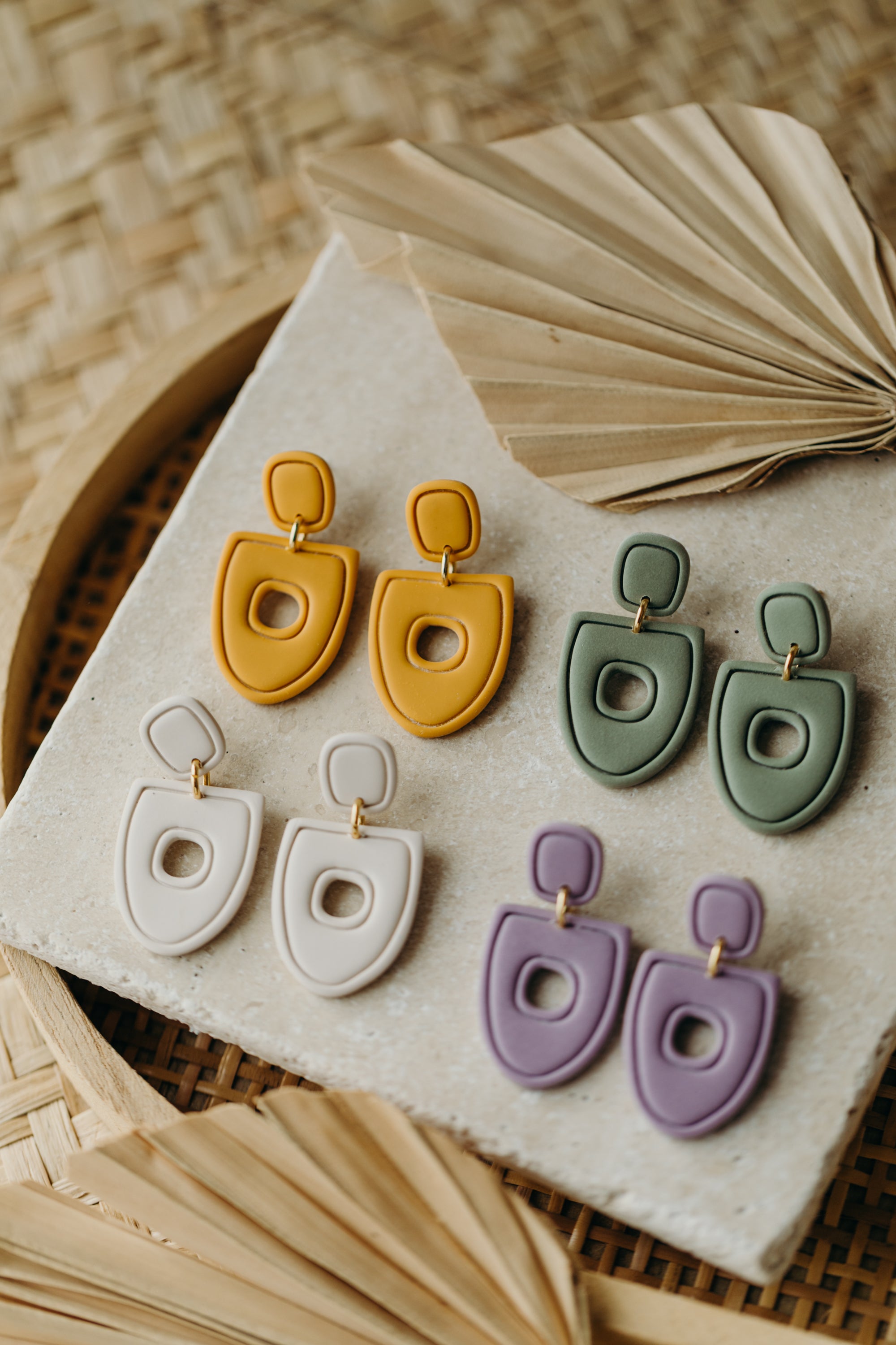 Polymer Clay Earring in Eucalyptus Green