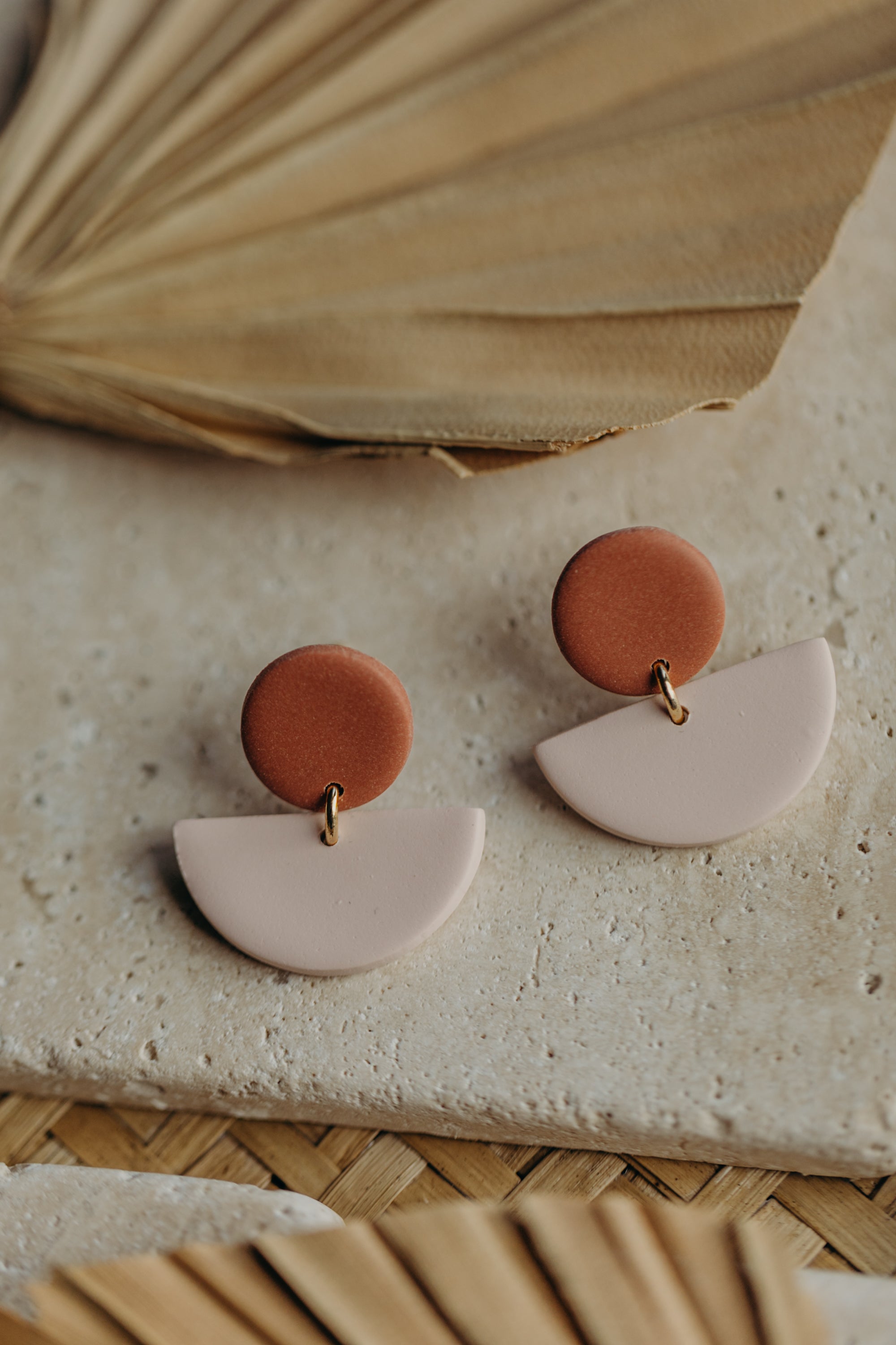 Tamara - two-tone polymer clay earrings in Barolo and dark blue