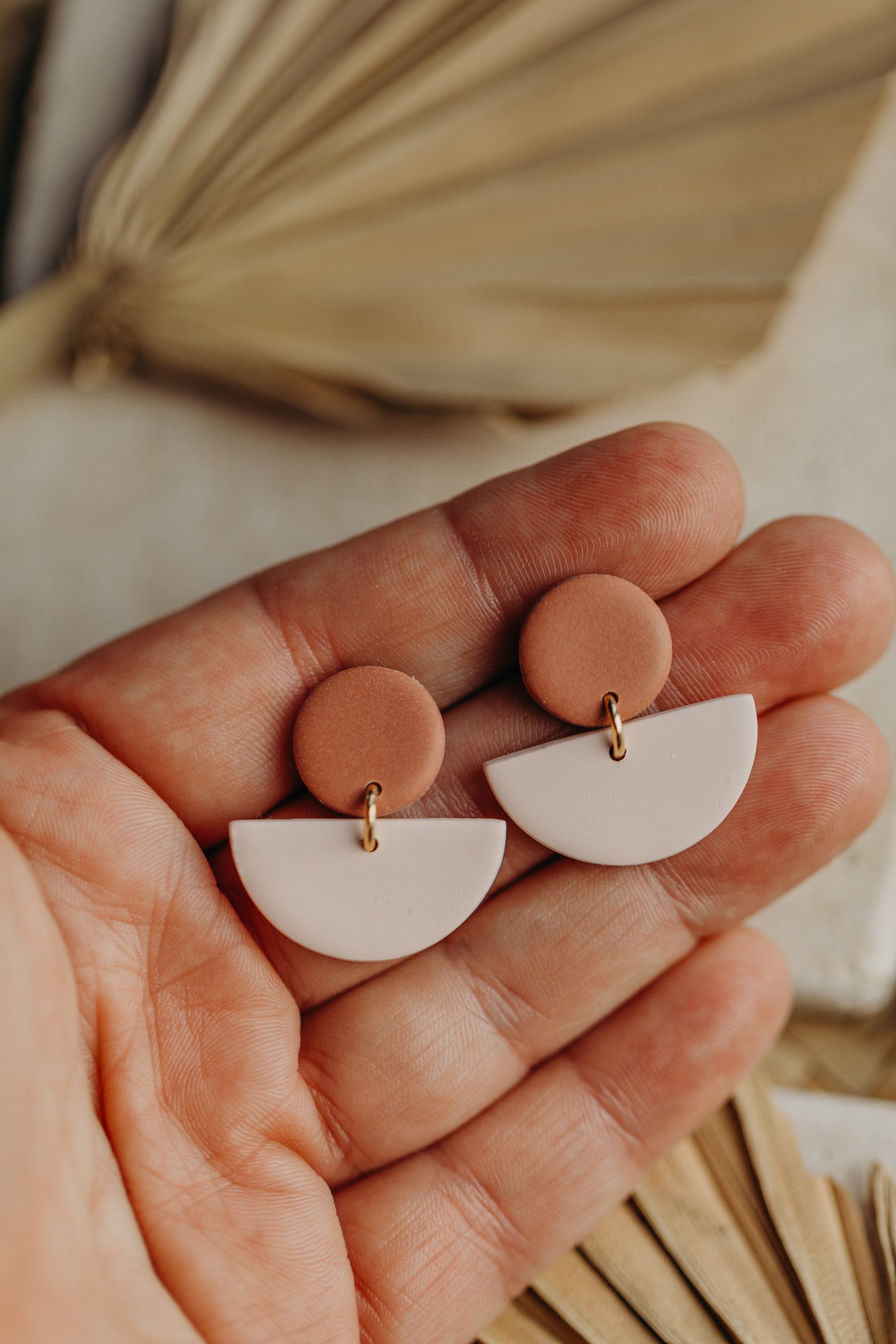 Tamara - two-tone polymer clay earrings in Barolo and dark blue