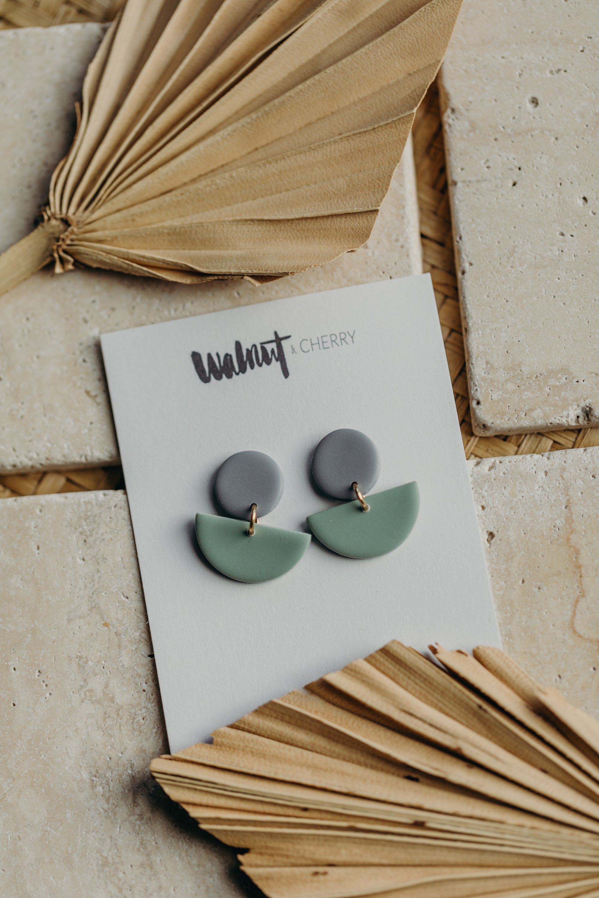 Tamara - two-tone polymer clay earrings in Barolo and dark blue