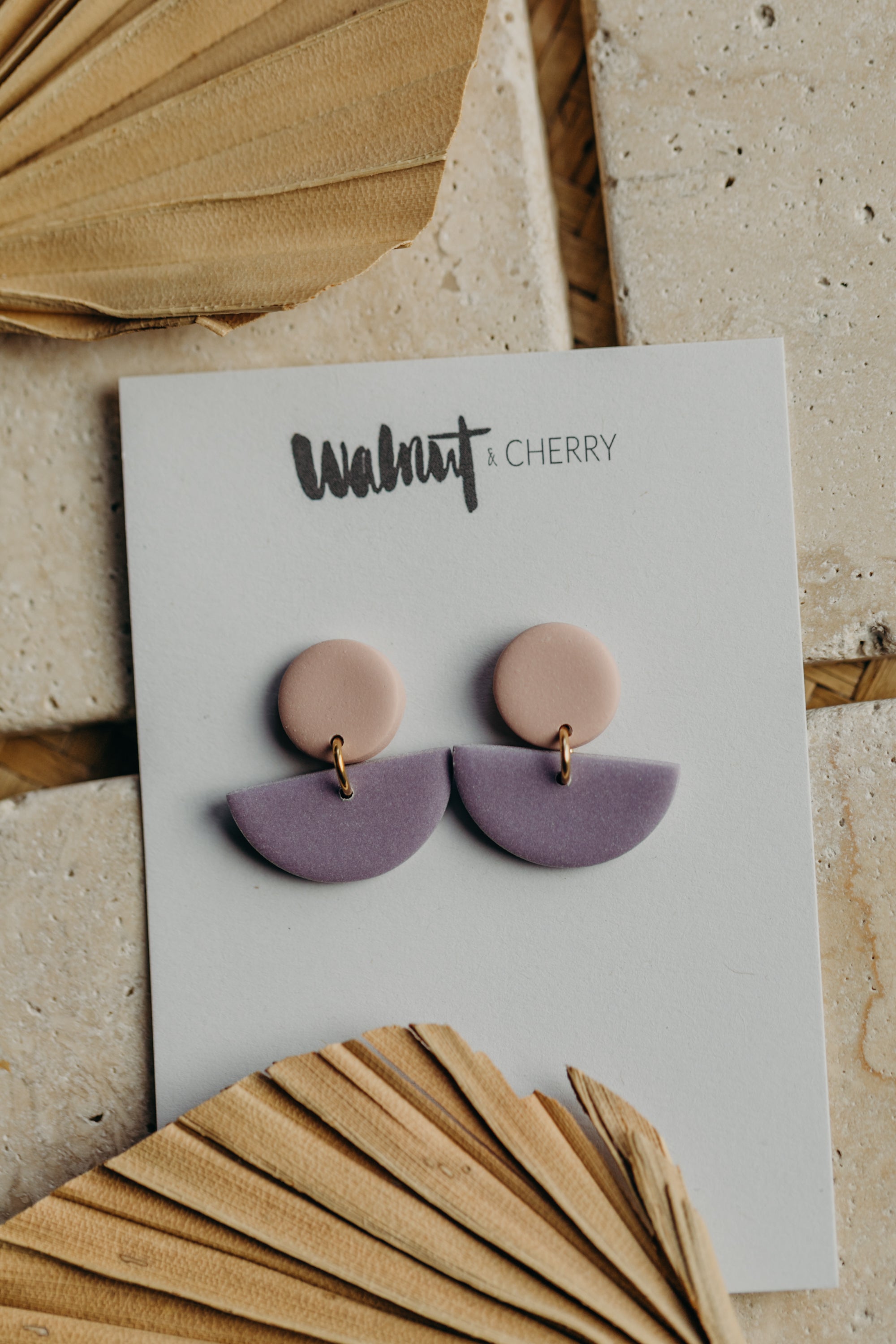 TAMARA - zweifarbige Polymer Ton Ohrringe in Rosa und Helles Lila