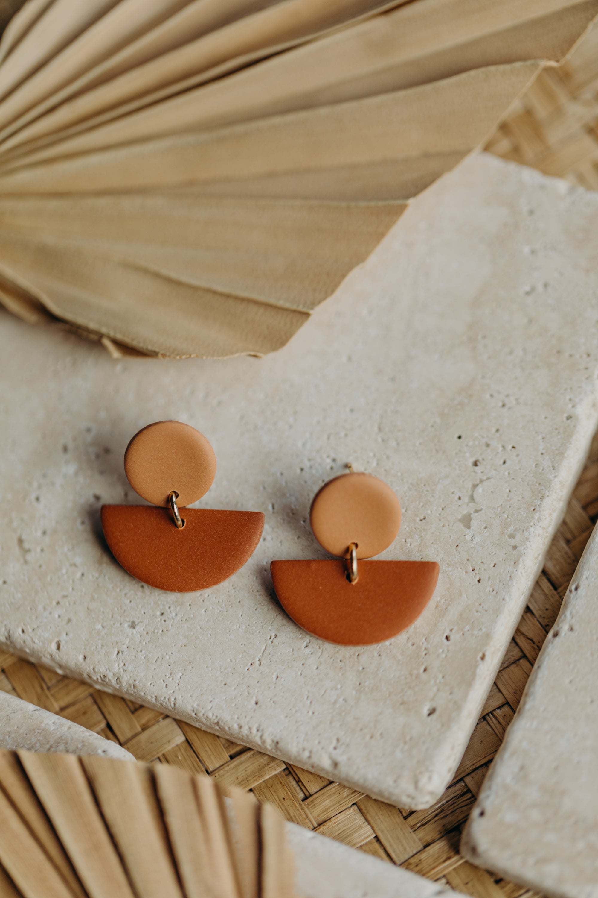 Tamara - two-tone polymer clay earrings in Barolo and dark blue