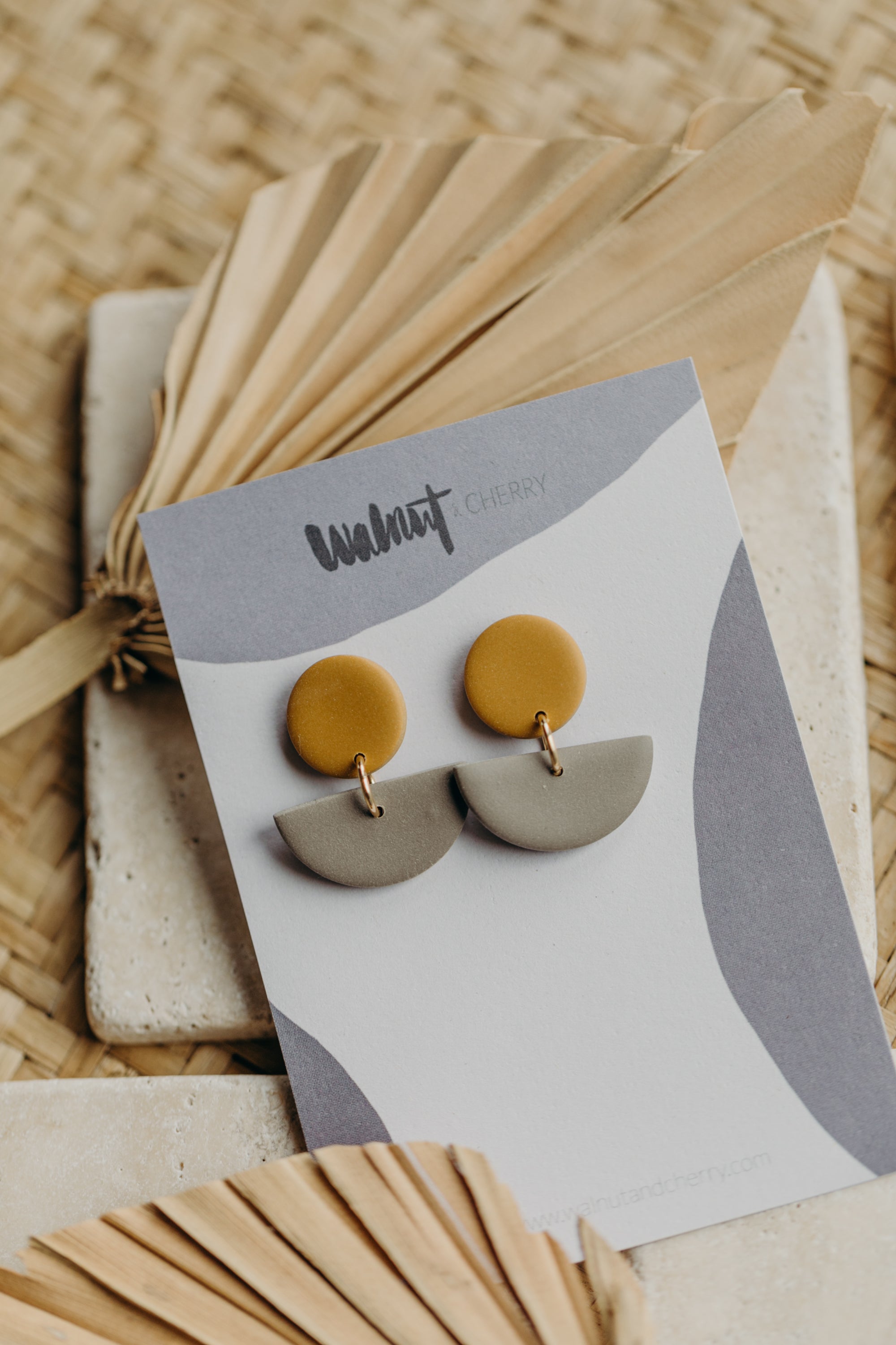 Tamara - two-tone polymer clay earrings in Barolo and dark blue