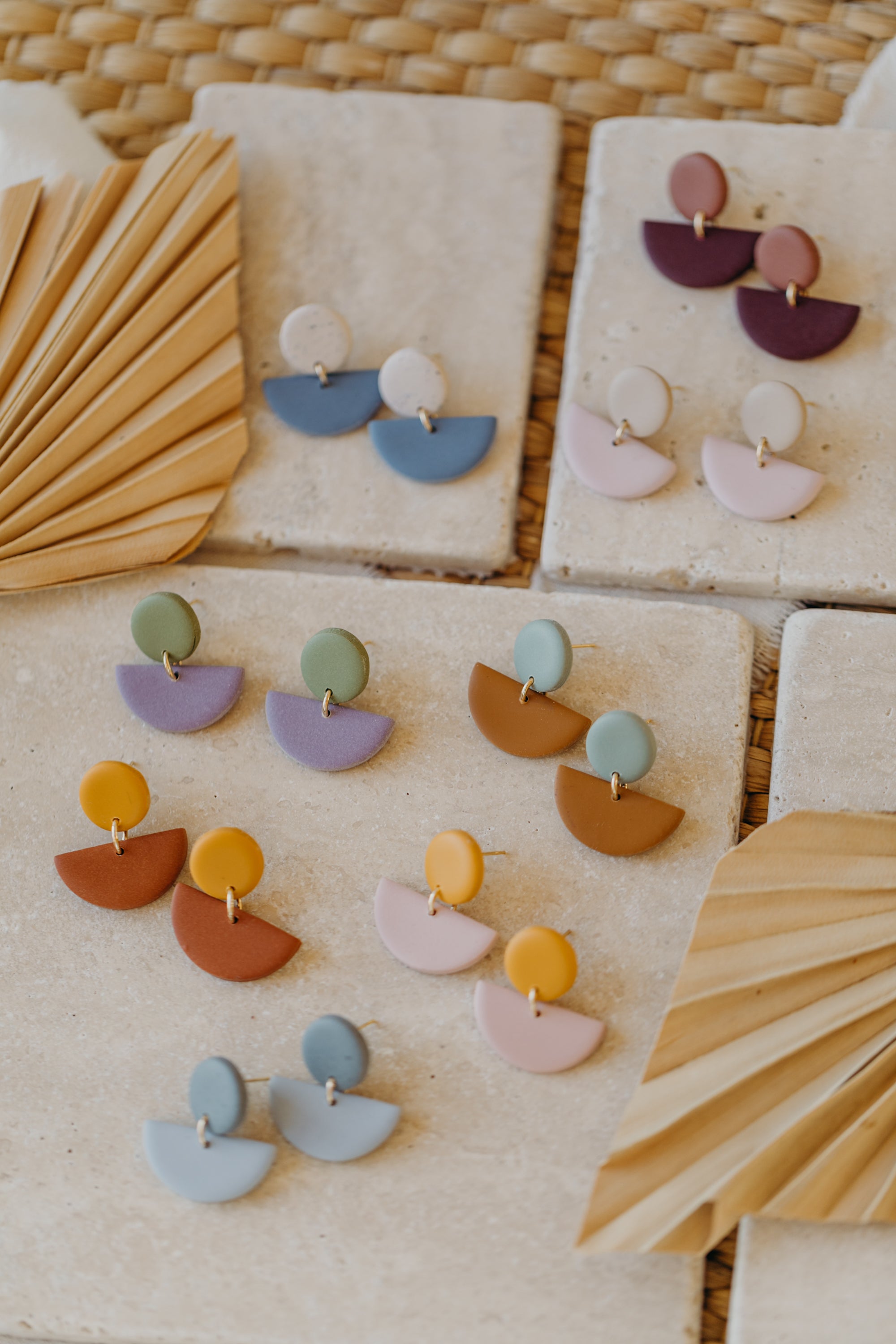 TAMARA - two-tone polymer clay earrings in lime and blue