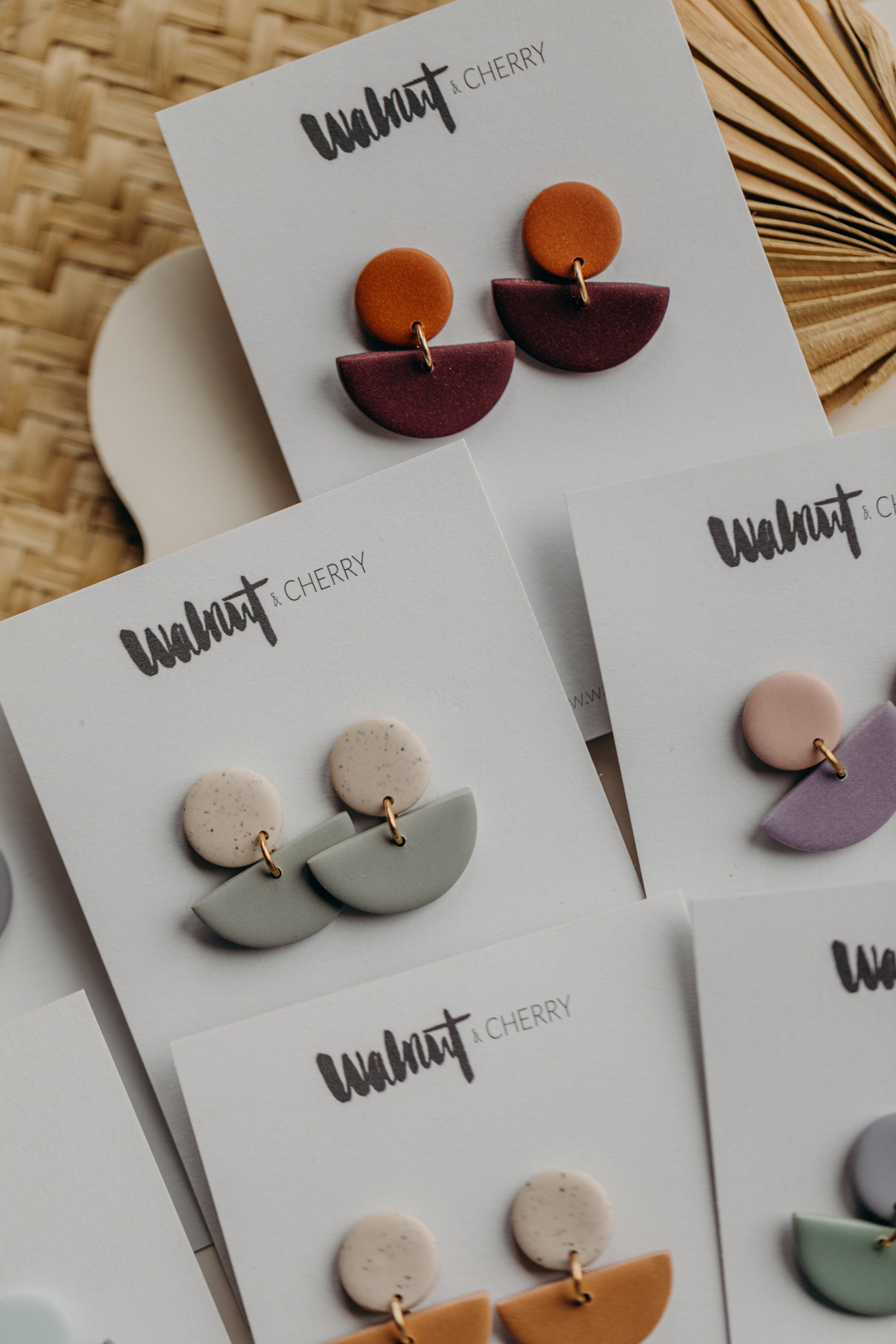 Tamara - two-tone polymer clay earrings in Barolo and dark blue