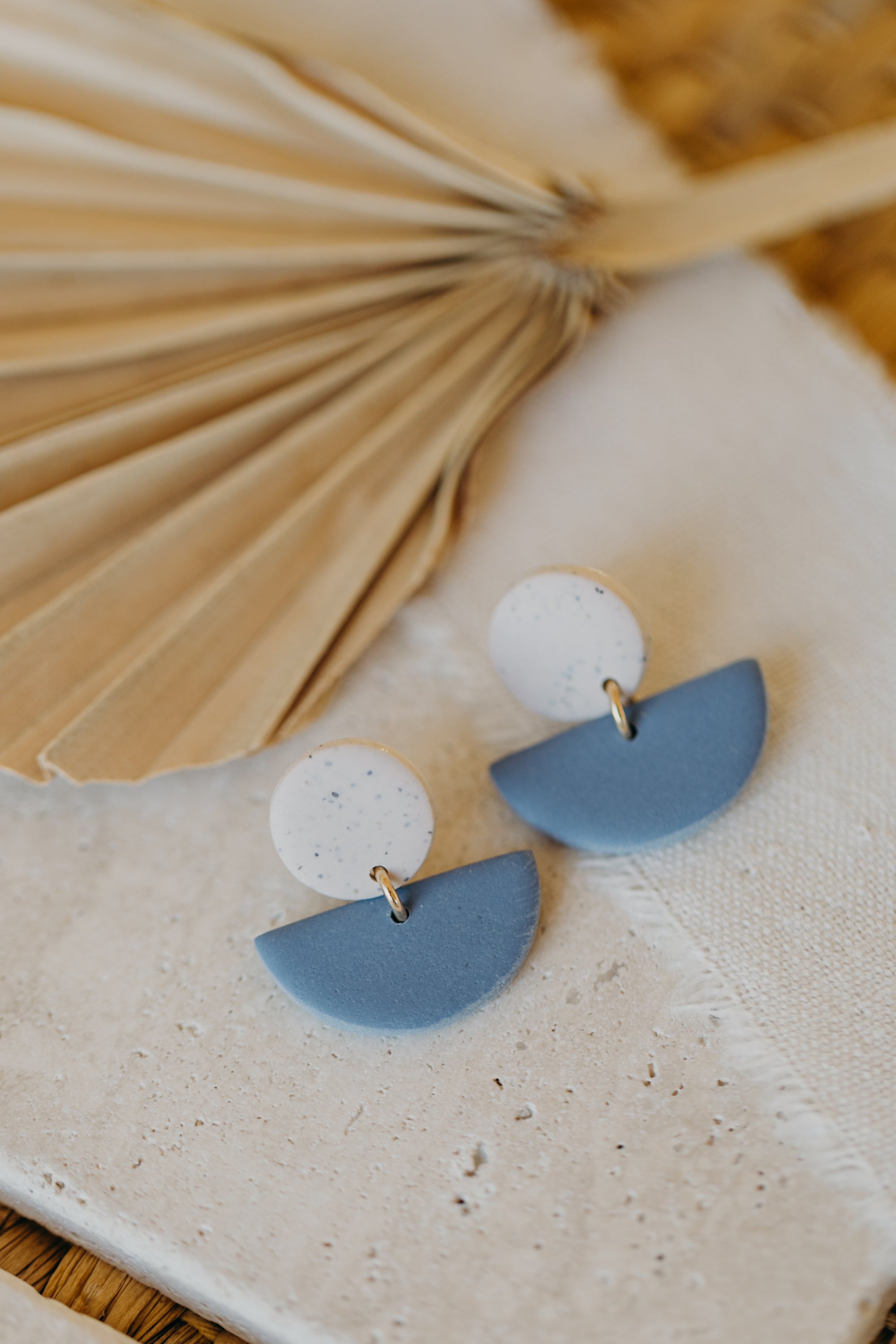 TAMARA - two-tone polymer clay earrings in lime and blue