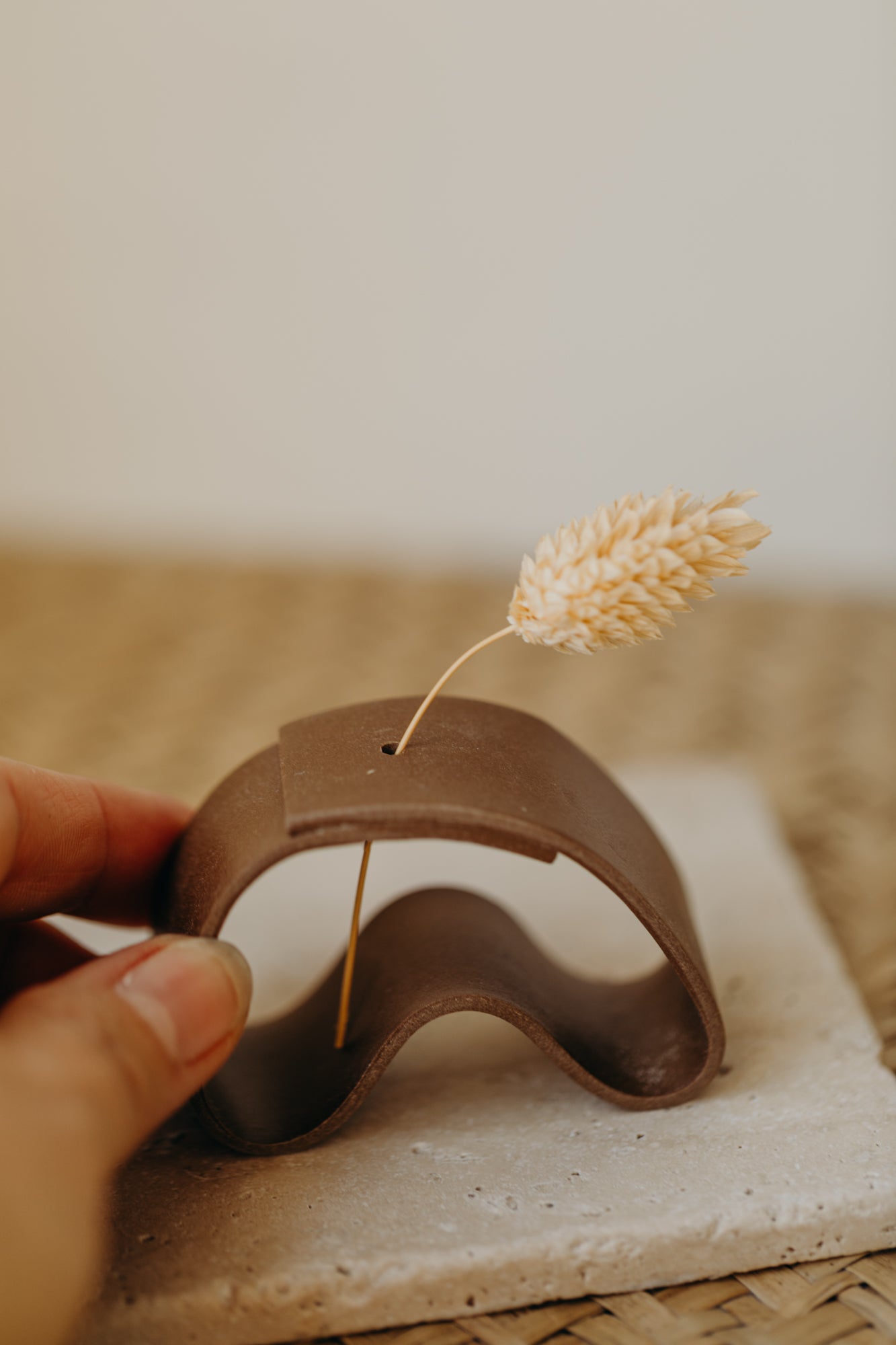 Polymer Ton Vase, braun 002