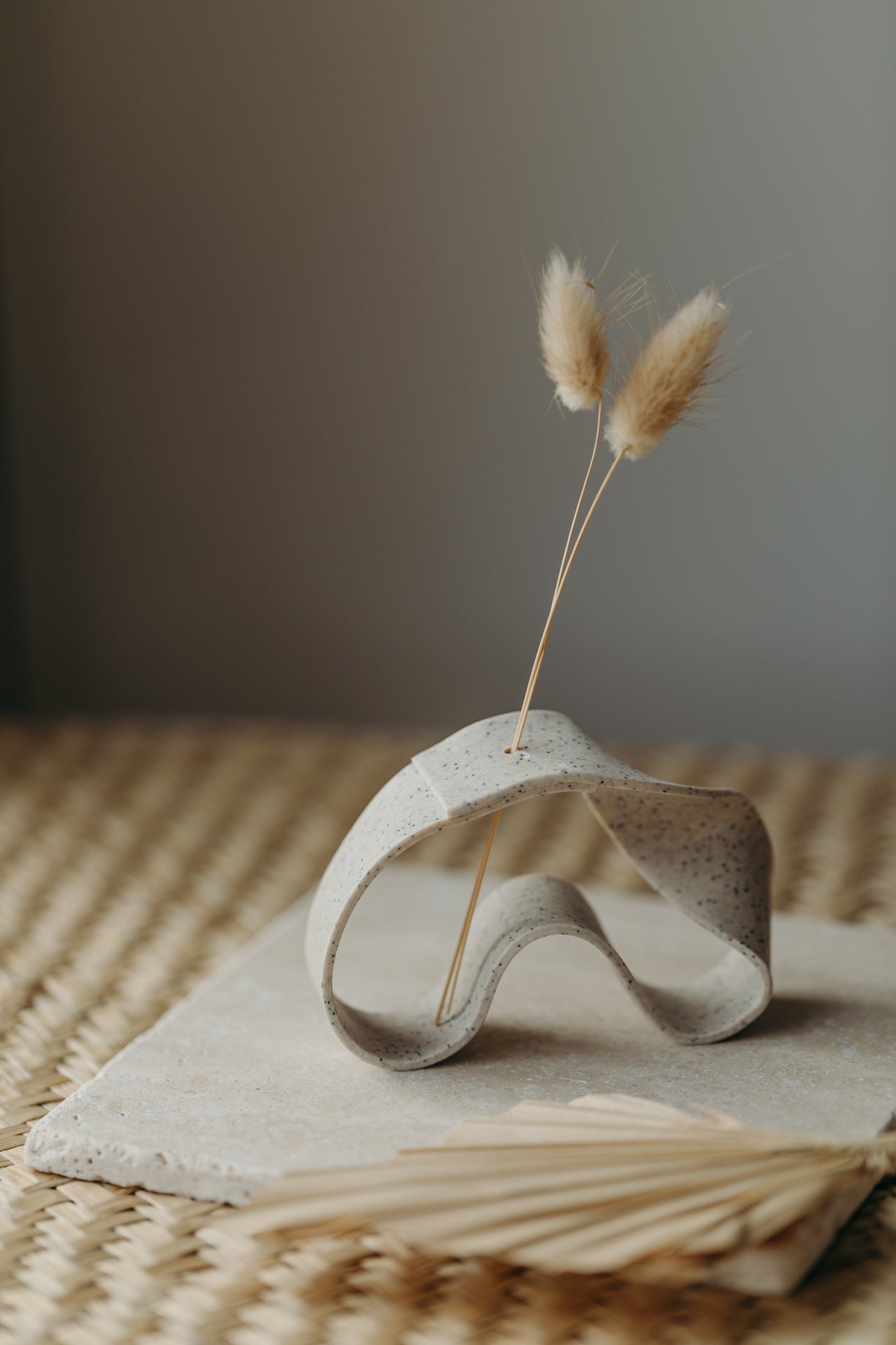 Polymer Ton Vase, kalk gesprenkelt 001