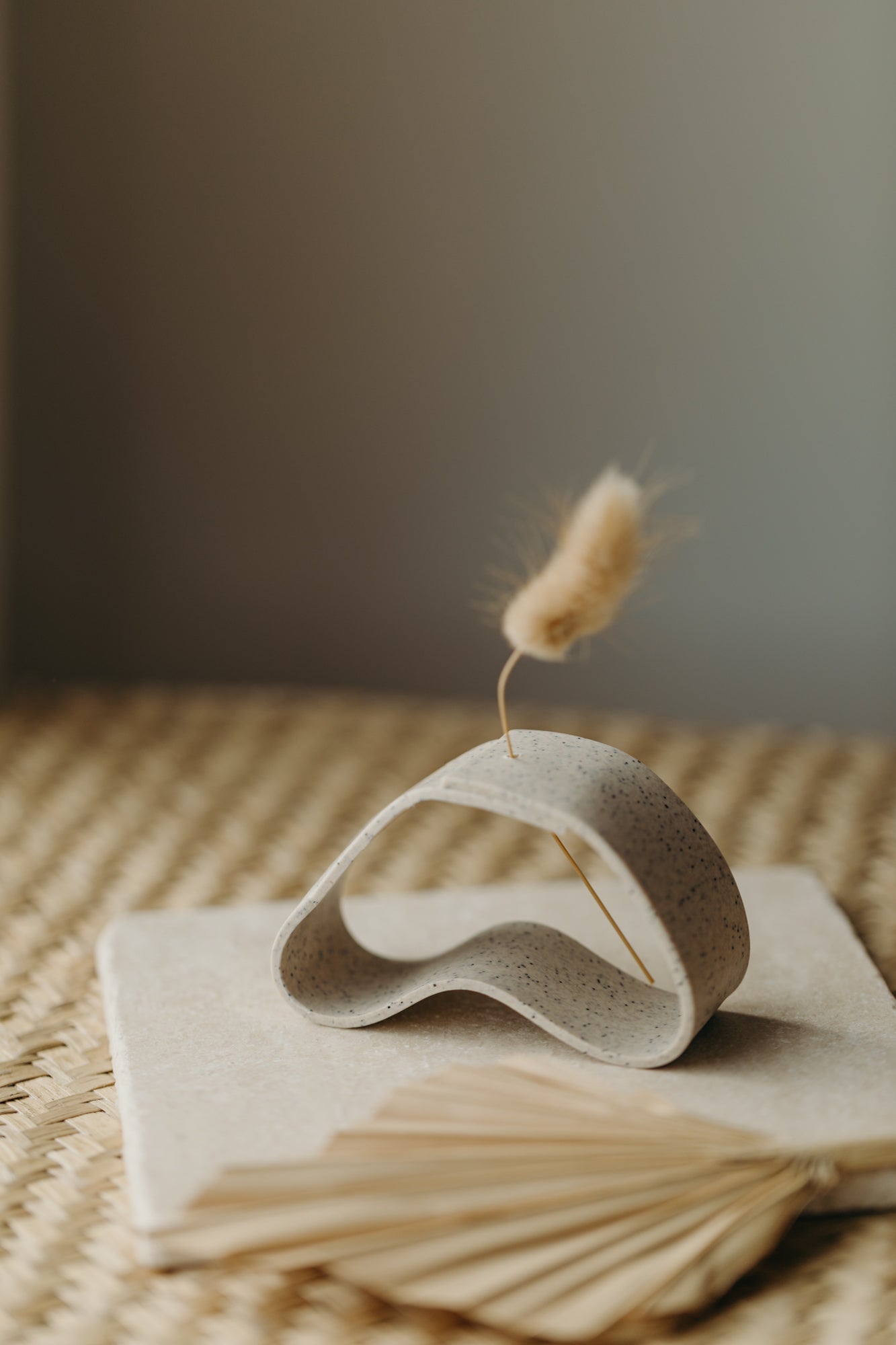 Polymer Ton Vase, kalk gesprenkelt 002