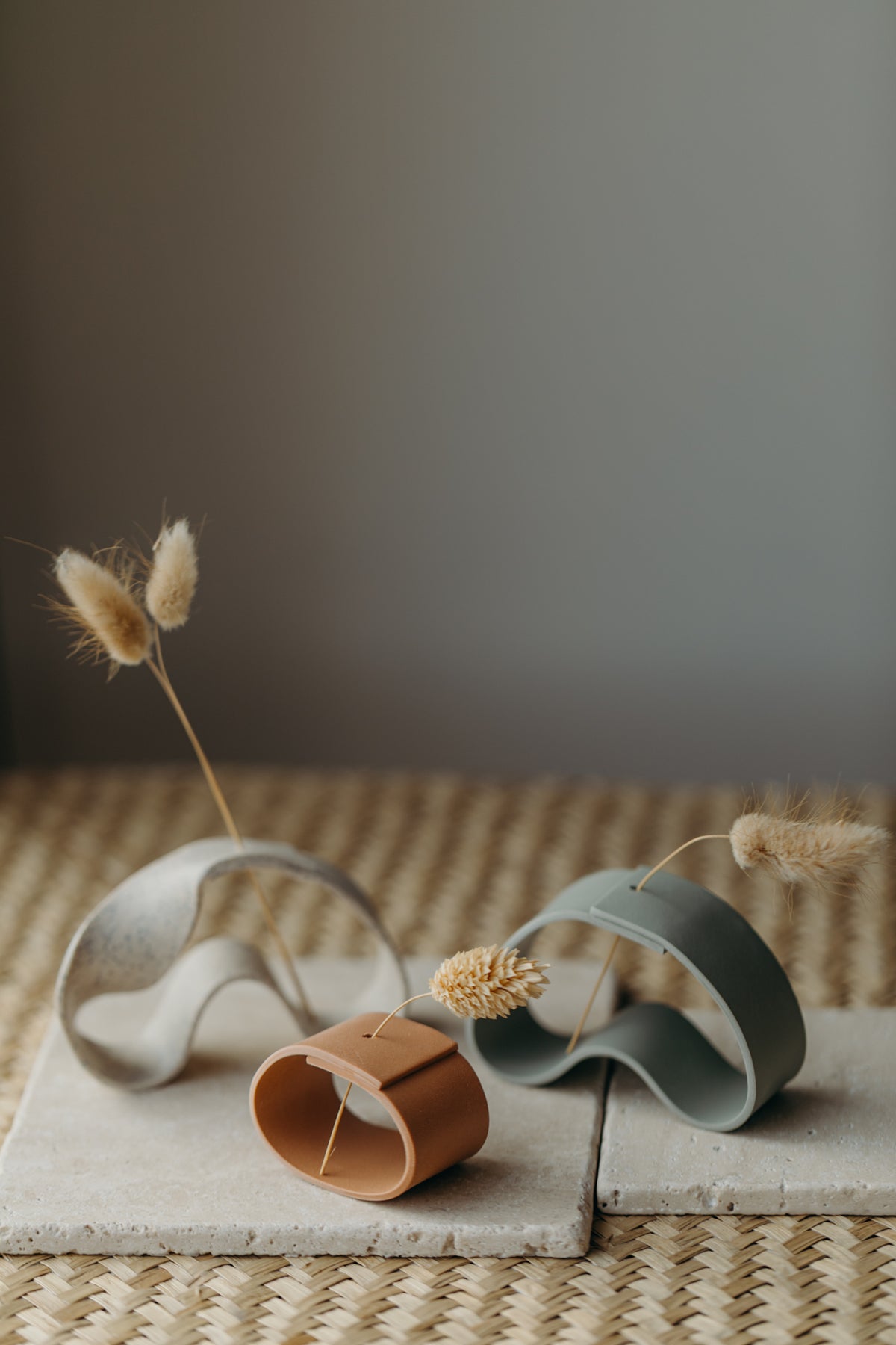 Polymer Ton Vase, kalk gesprenkelt 001