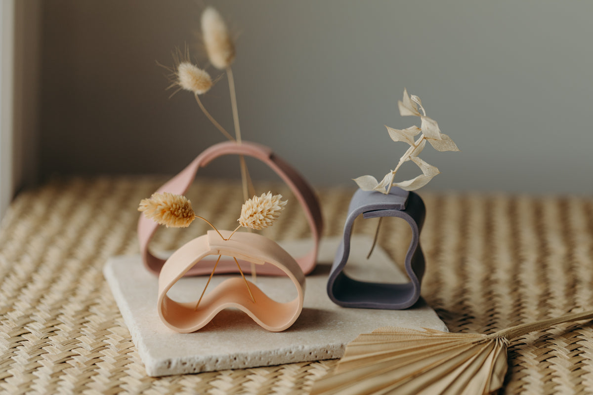 Polymer Ton Vase, rosa