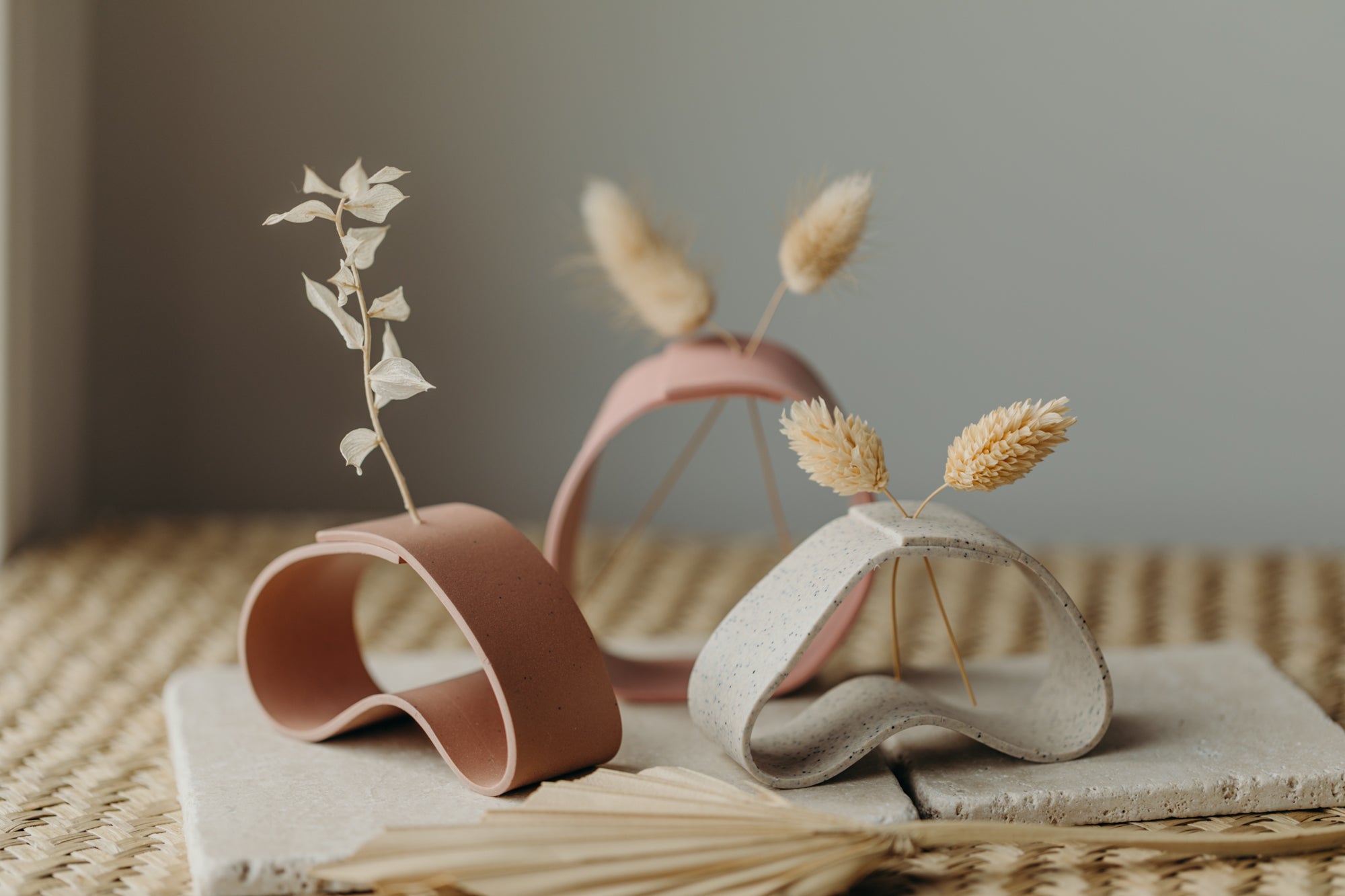 Polymer Ton Vase, dunkles rosa