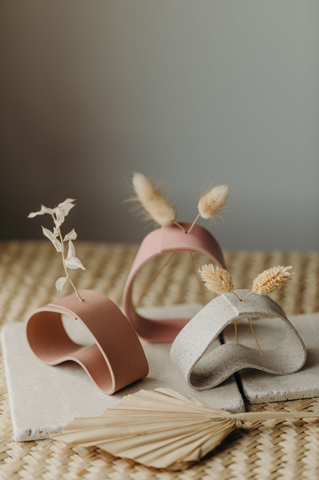 Polymer Ton Vase, dunkles rosa