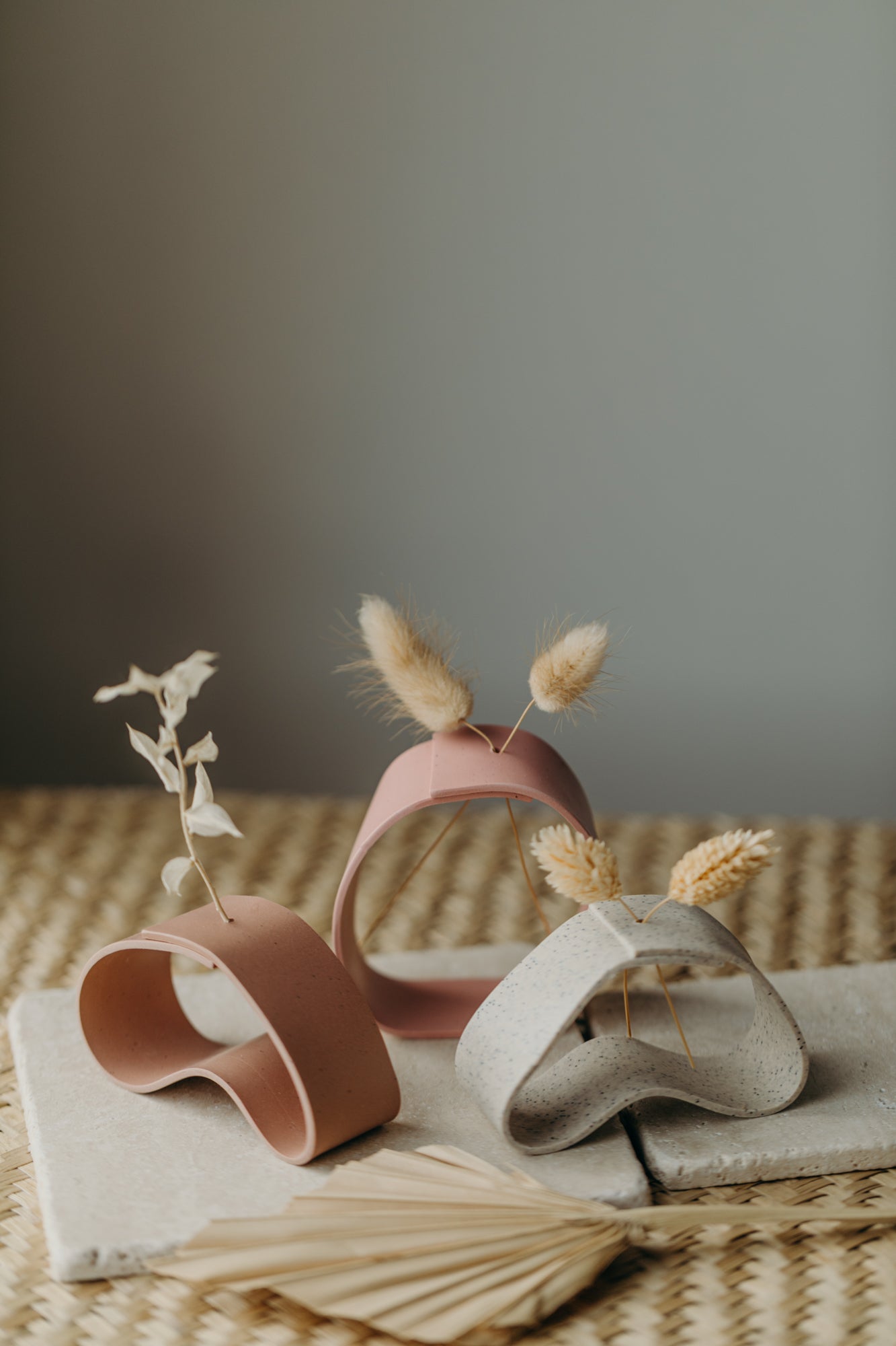 Polymer Ton Vase, kalk gesprenkelt 002