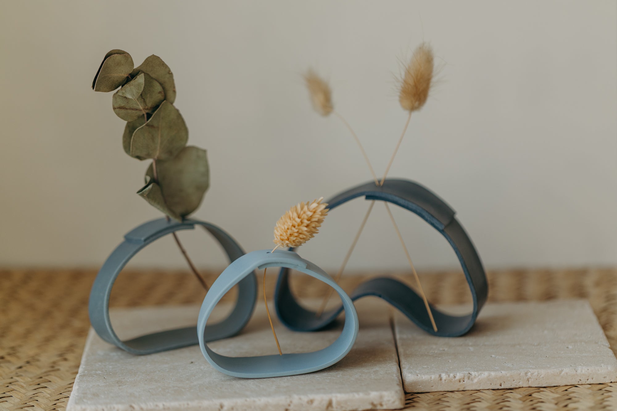 Polymer Ton Vase, hellblau