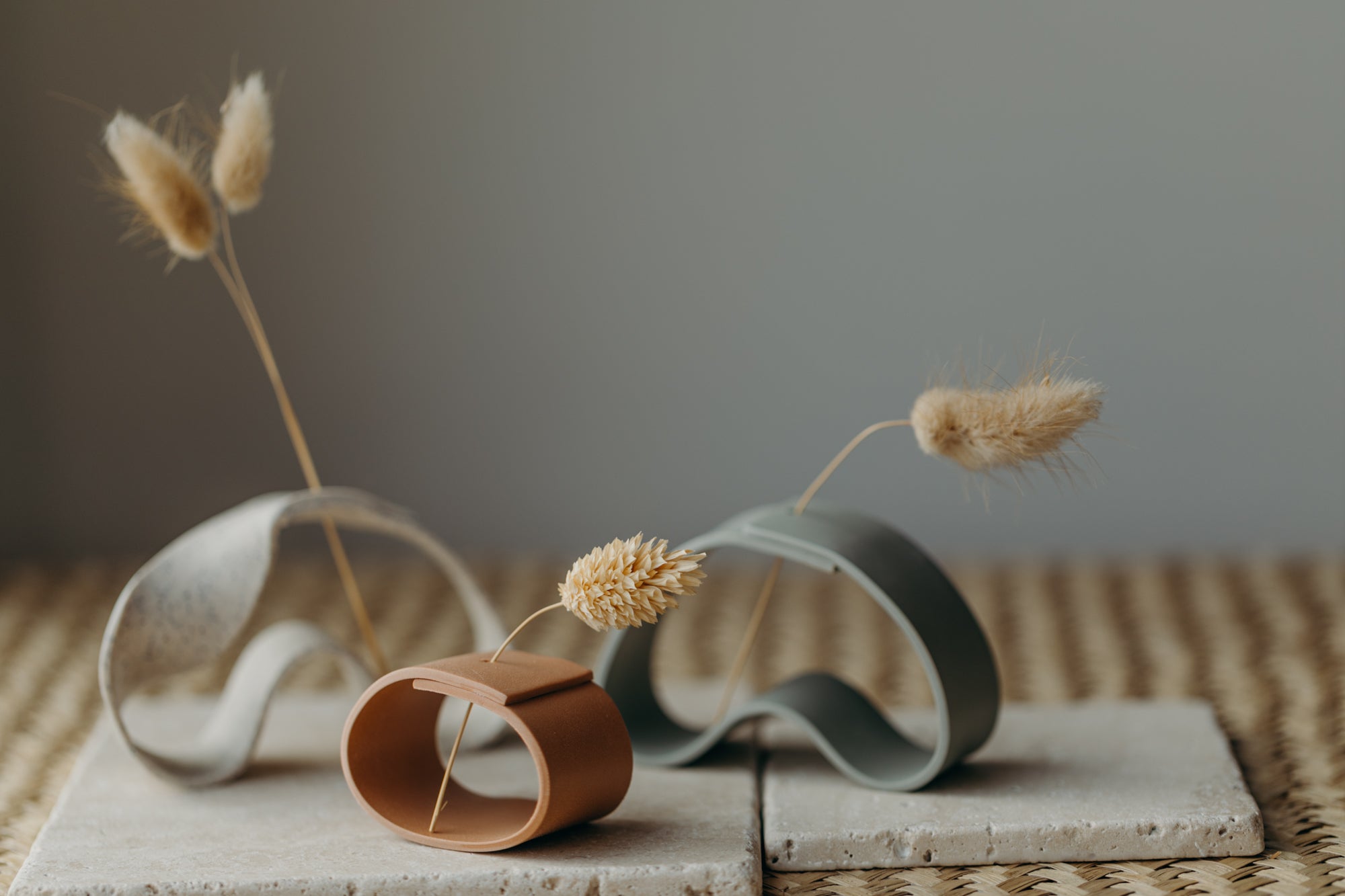 Polymer Ton Vase, kalk gesprenkelt 001