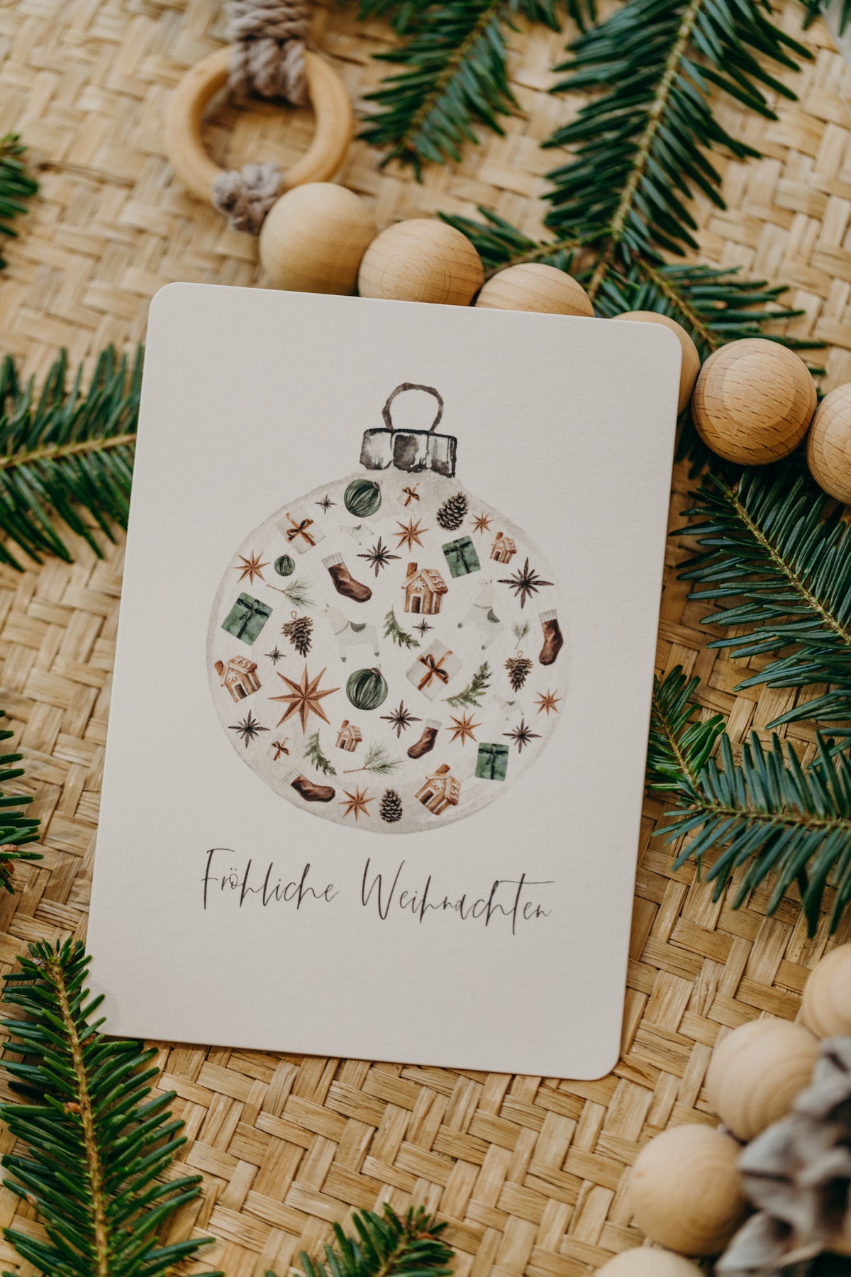 Weihnachtspostkarte Christbaumkugel
