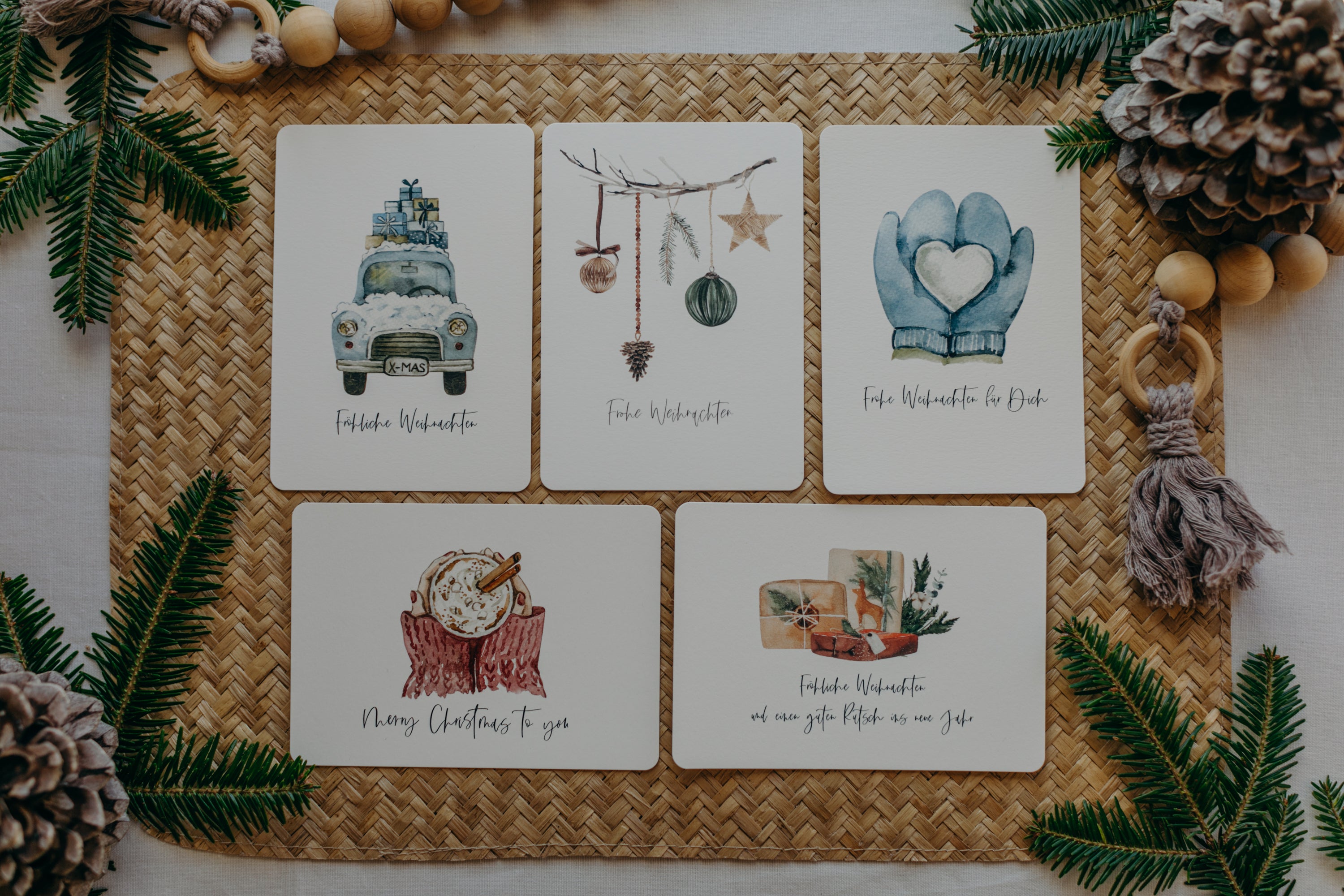 Postkarten Set 1: Weihnachtspostkarten Set (5 Stück)