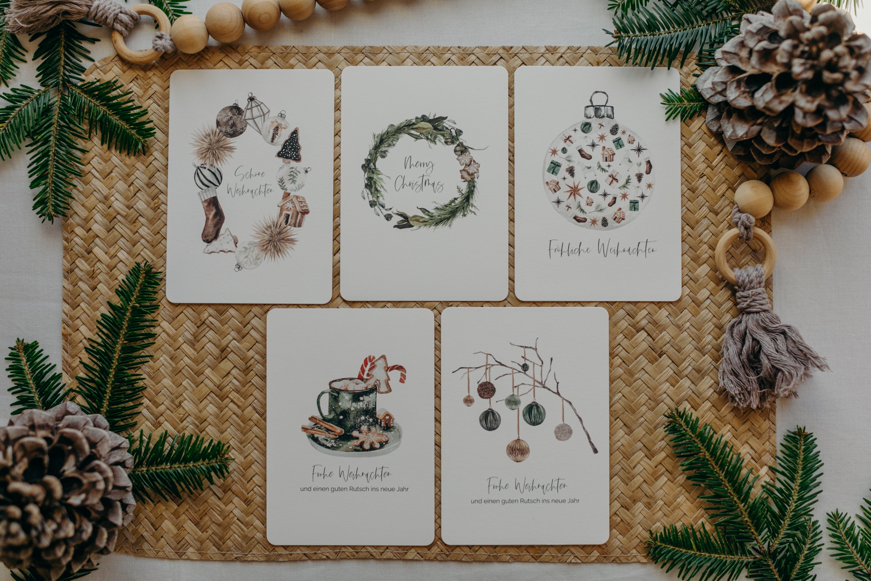 Postkarten Set 2: Weihnachtspostkarten Set (5 Stück)