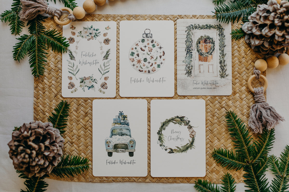 Postkarten Set 4: Weihnachtspostkarten Set (5 Stück)