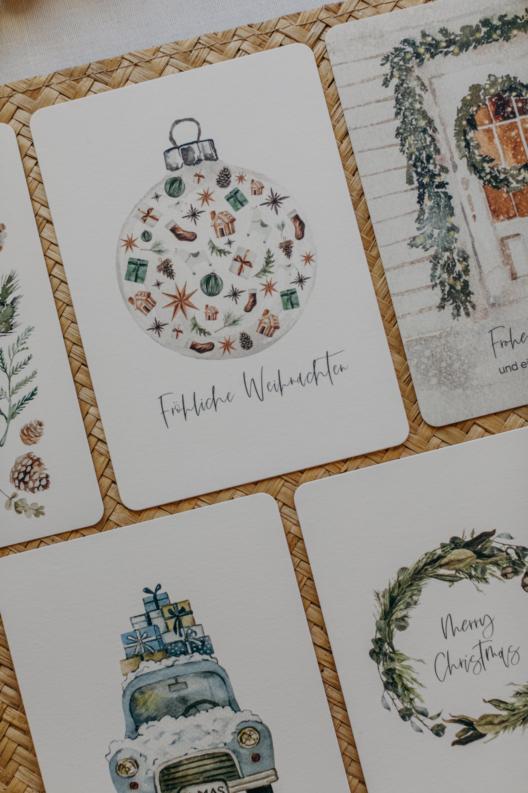 Weihnachtspostkarte Christbaumkugel