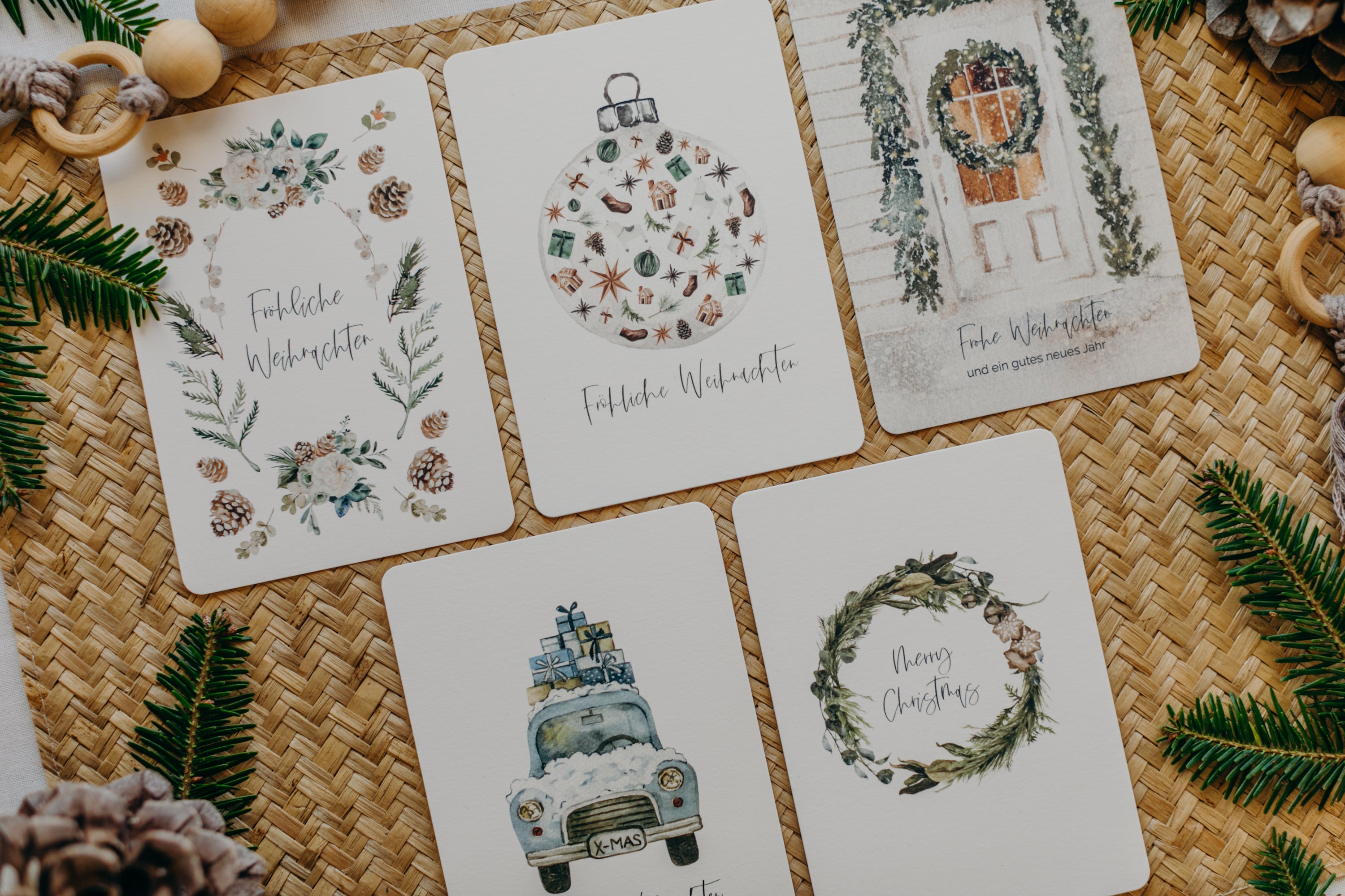 Postkarten Set 4: Weihnachtspostkarten Set (5 Stück)