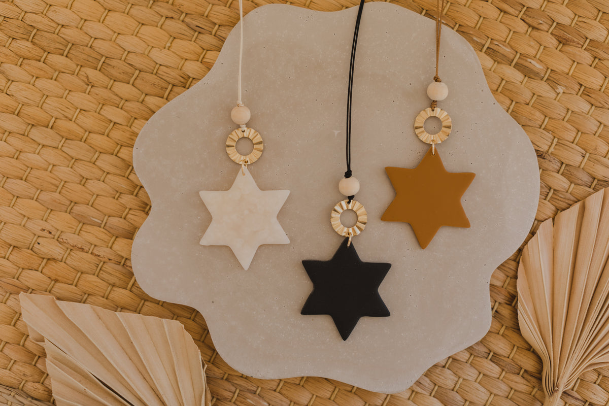 Weihnachtsanhänger Stern aus Polymer Ton