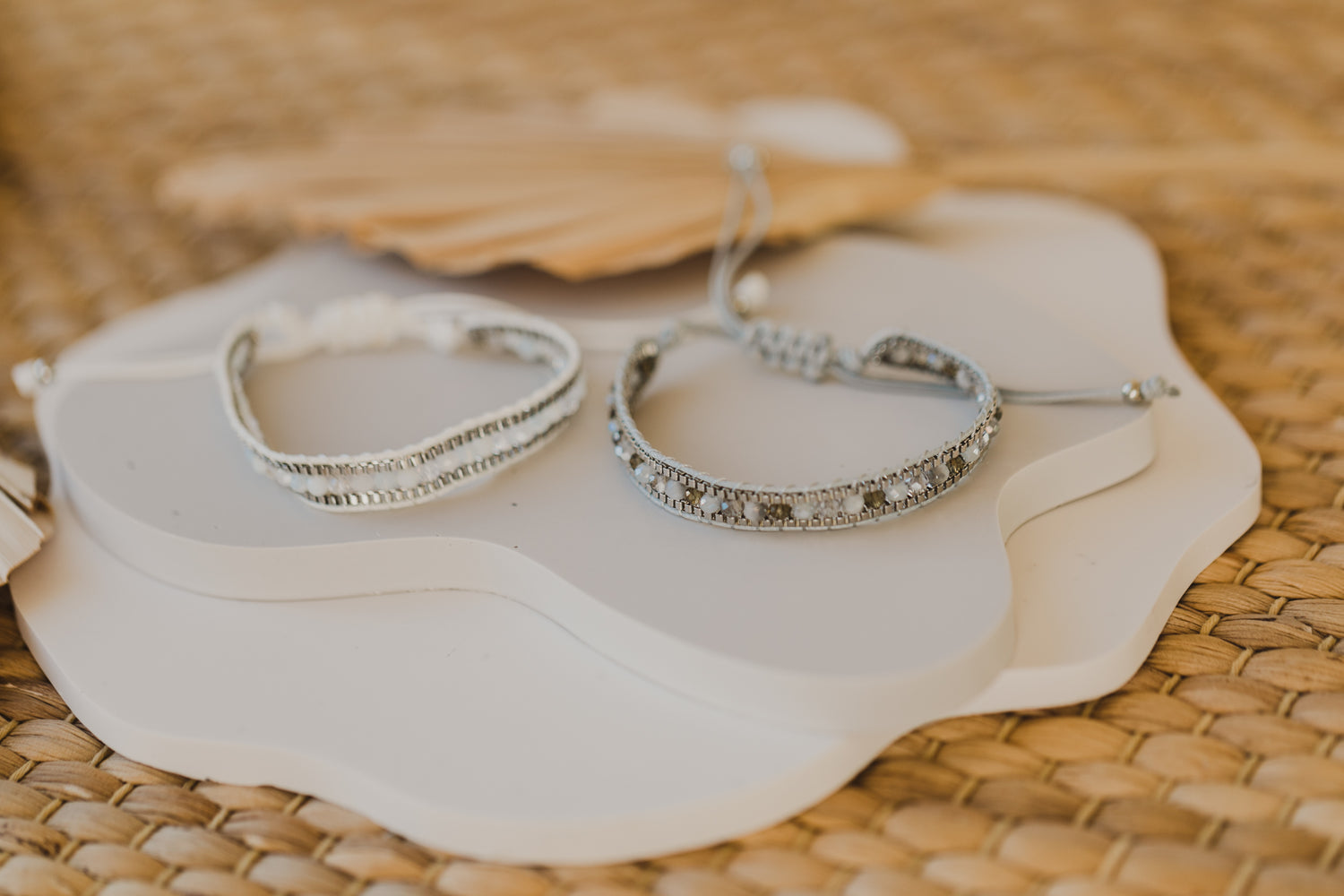 white or grey bracelet made of rocaille beads