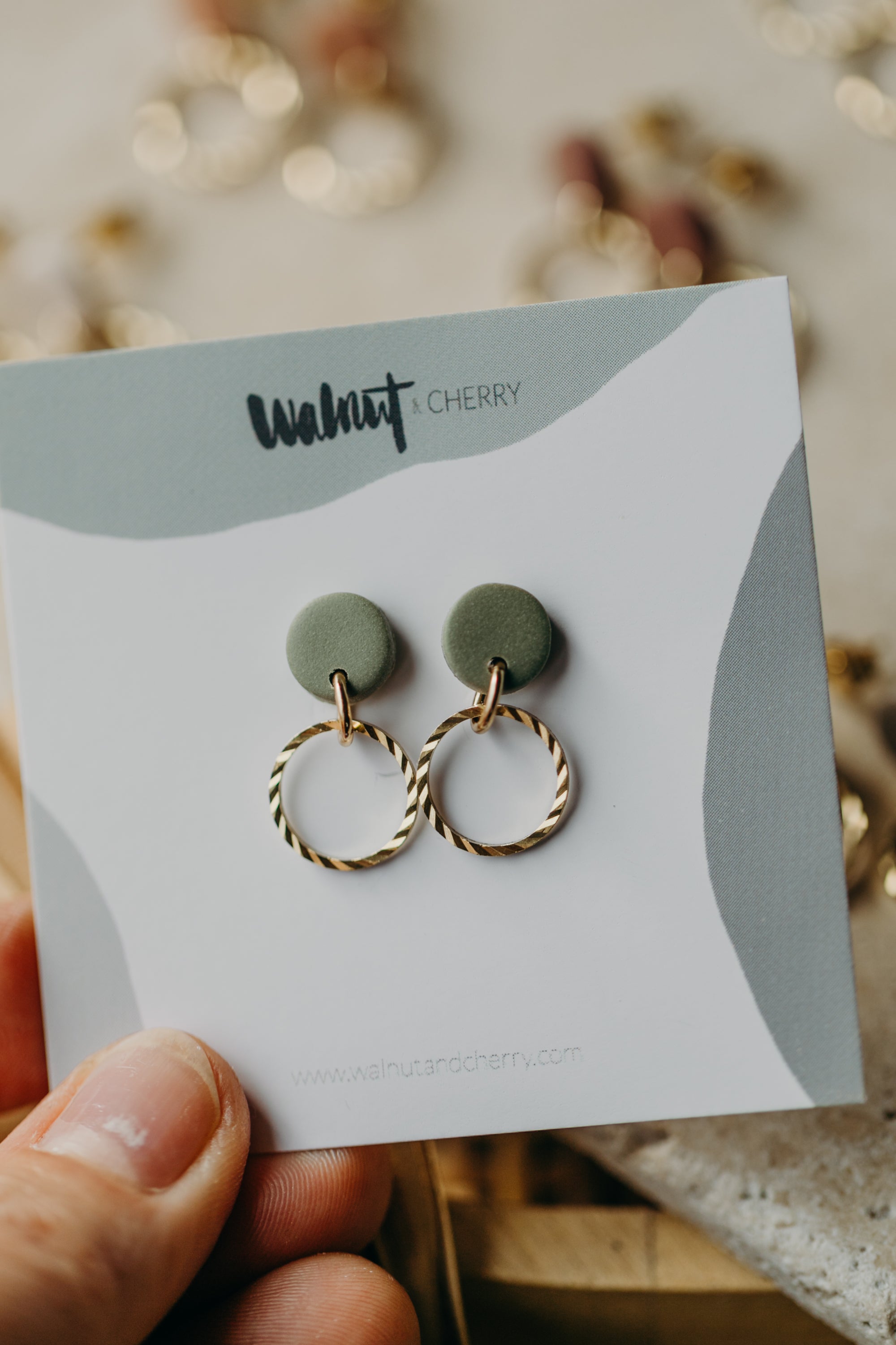 Polymer Clay Earring in Eucalyptus Green