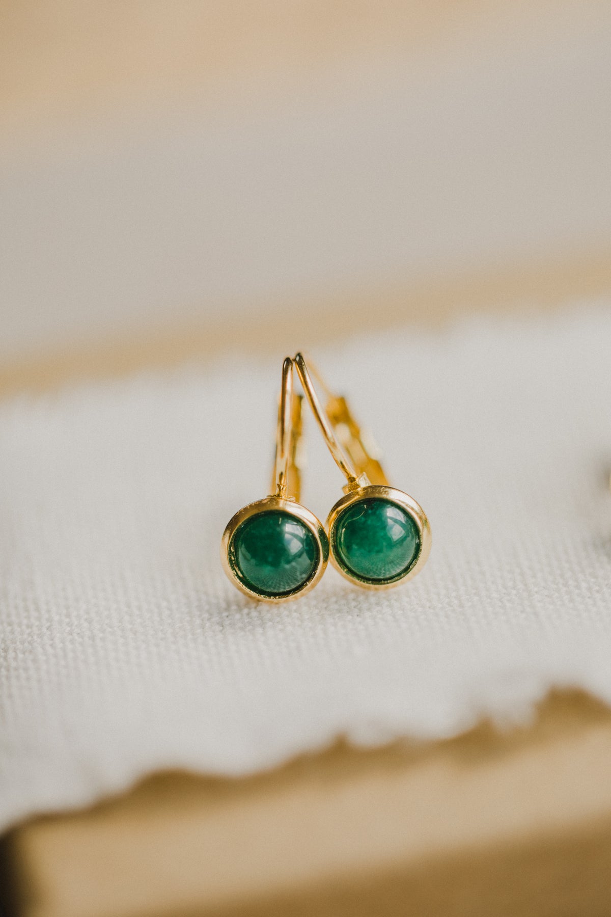 grüne Aventurin Edelstein Ohrhänger (6 mm)