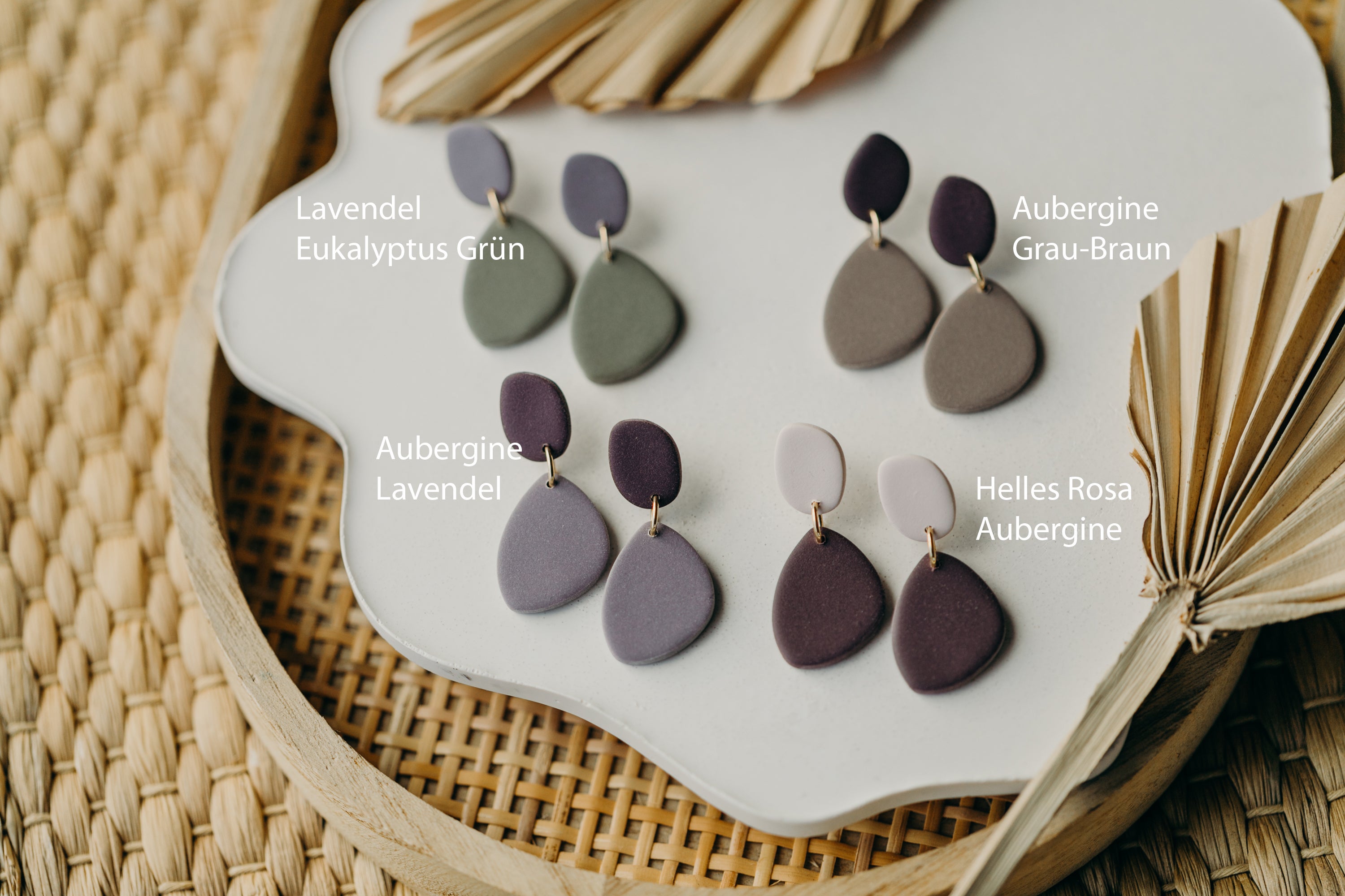 MINU - ovale Ohrringe aus Polymer Ton in kühlen Farben