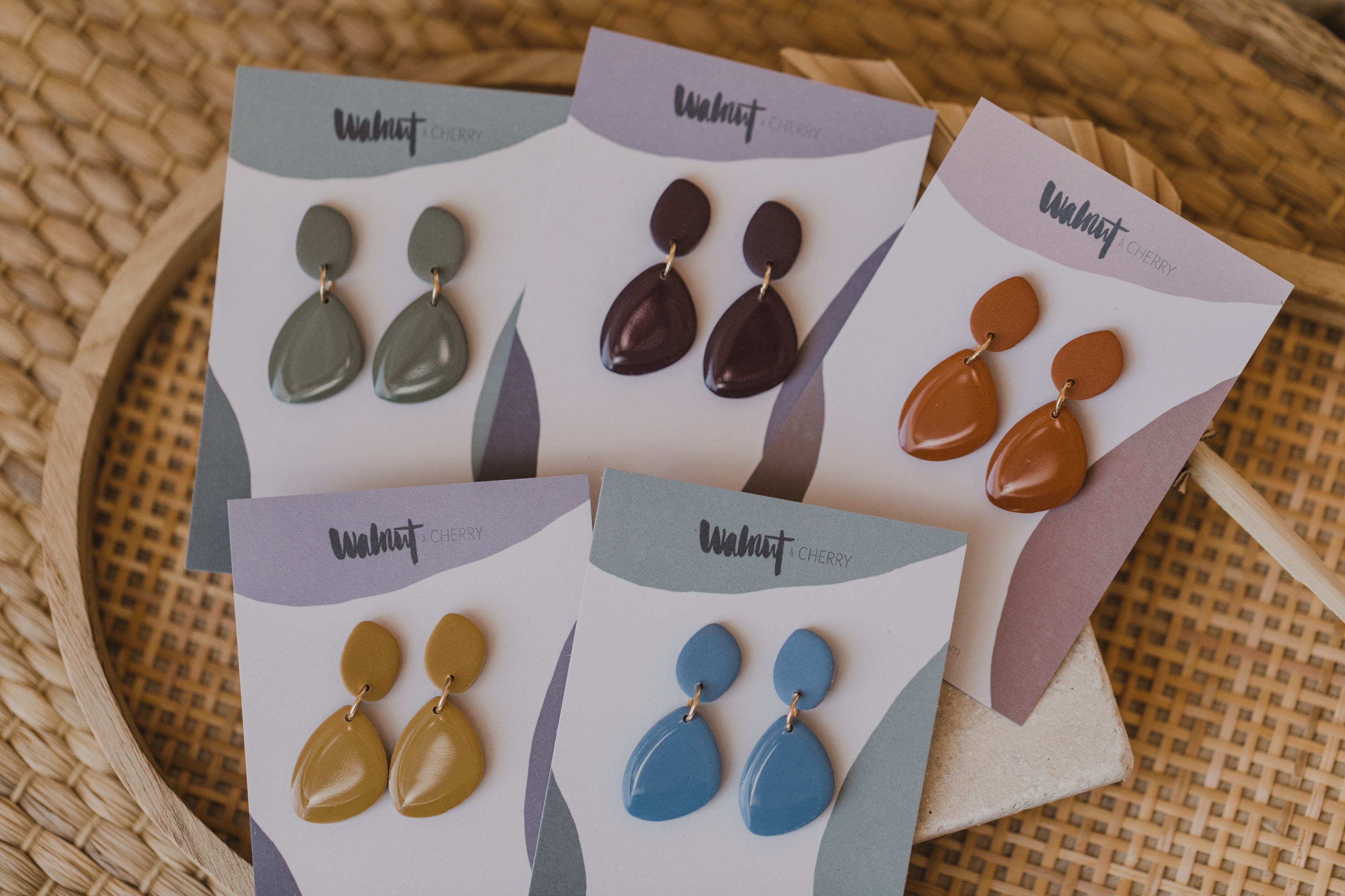 MINU - oval earrings made of polymer clay in autumn colors