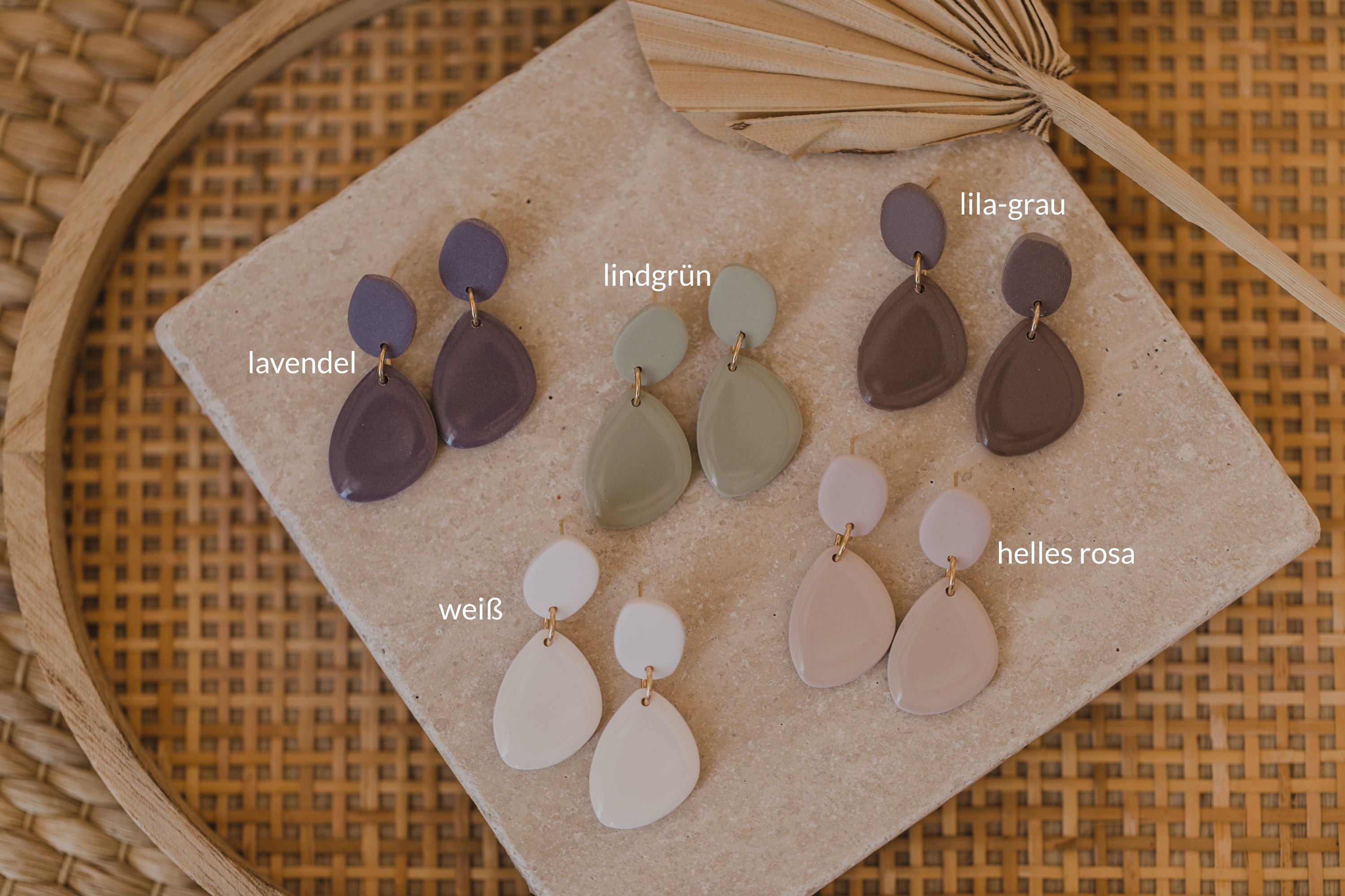 MINU - oval earrings made of polymer clay in pastel colors