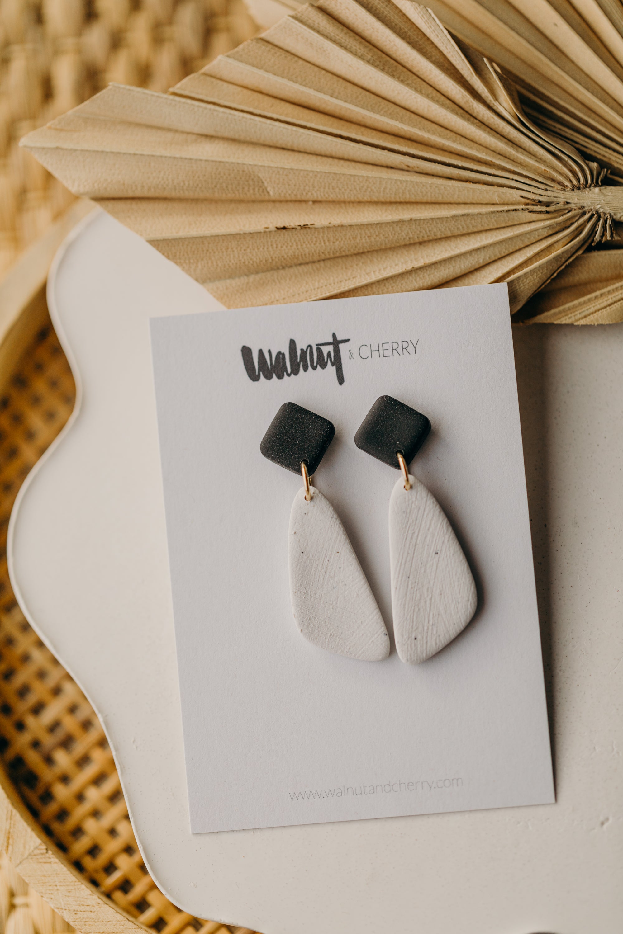 black and white polymer clay earrings