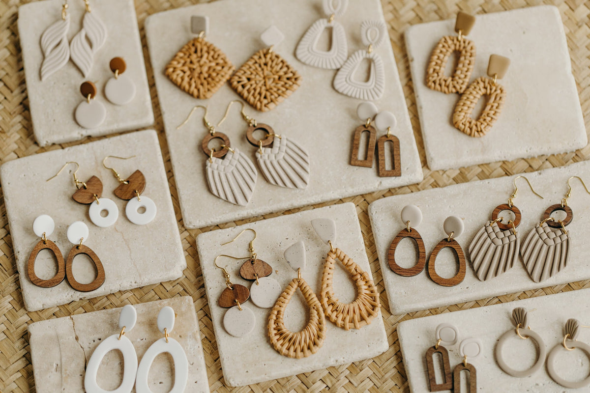 beige Ohrringe aus Polymer Ton