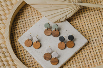 Polymer Ton Ohrringe mit Holzelementen