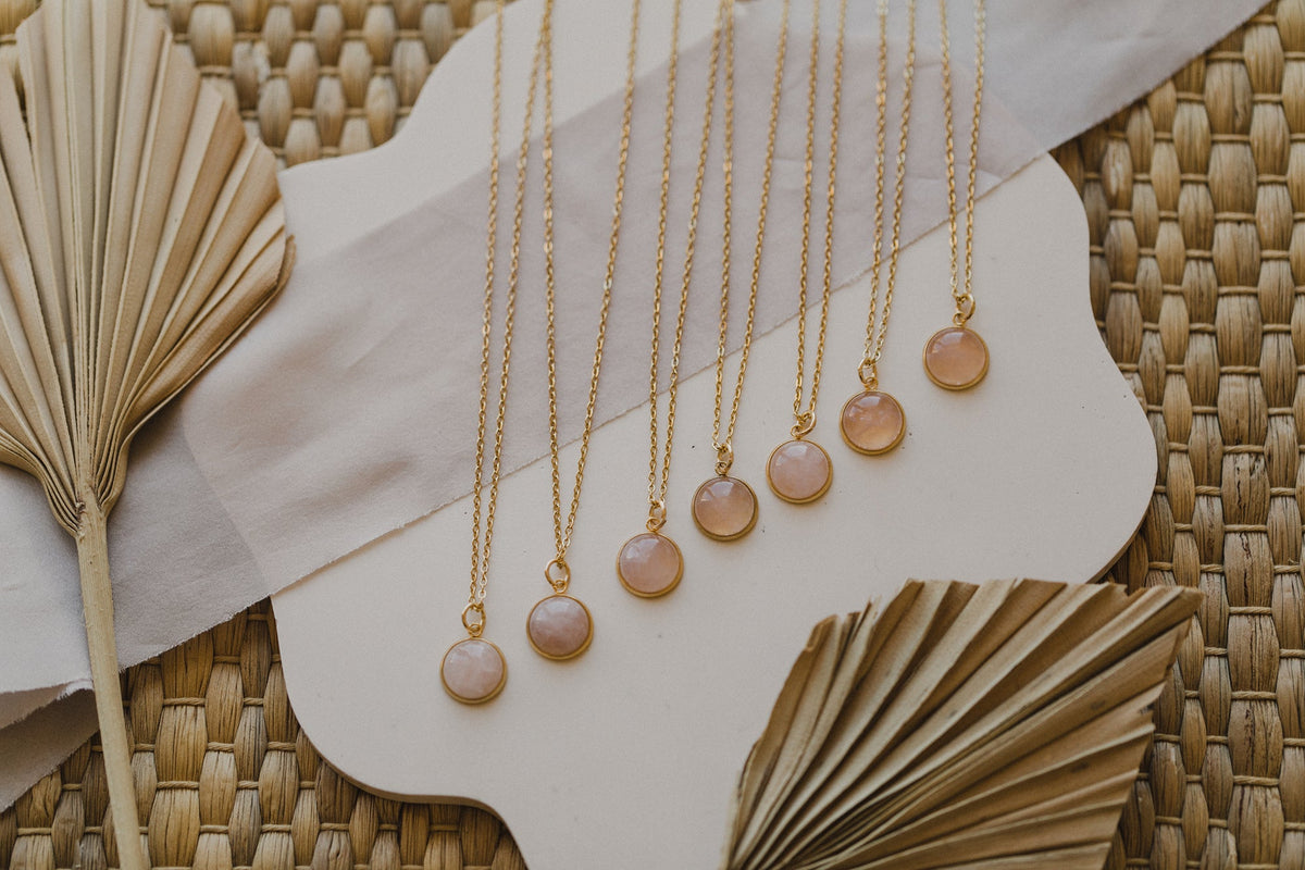 Edelstein Schmuckset mit Rosenquarz