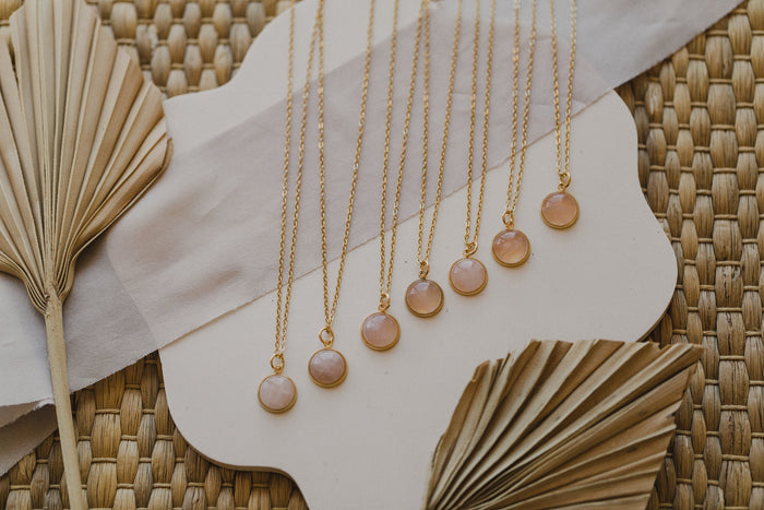 Edelstein Schmuckset mit Rosenquarz