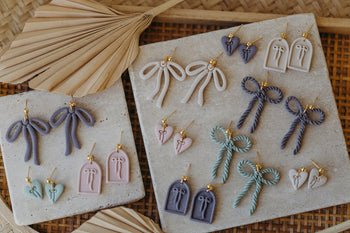 Schleifen Ohrringe aus Polymer Ton 