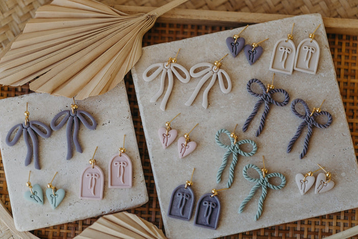 Schleifen Ohrringe aus Polymer Ton 