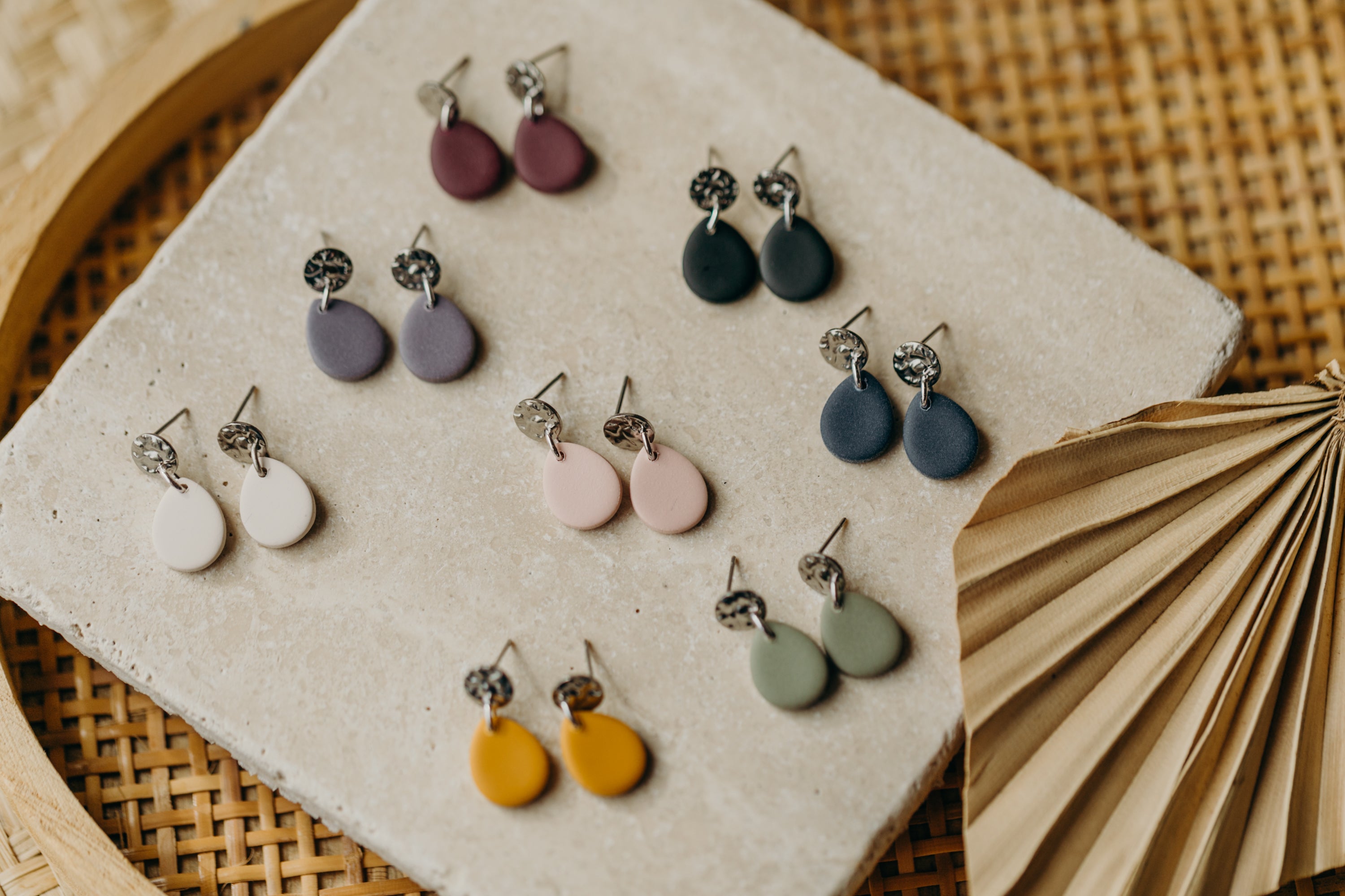 Polymer Ton Ohrringe silber